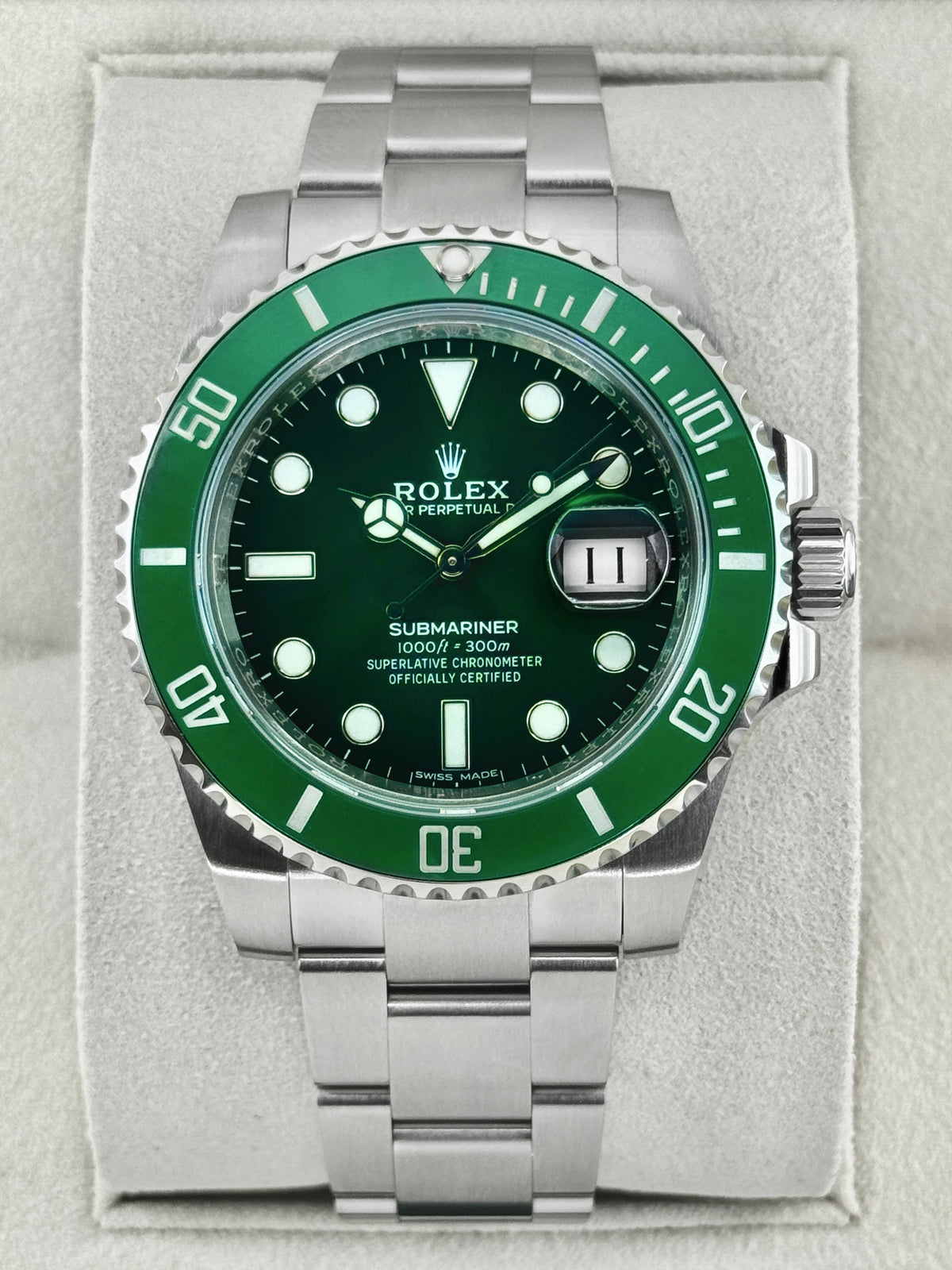 2016 Rolex Submariner Hulk 40mm 116610LV Green Dial