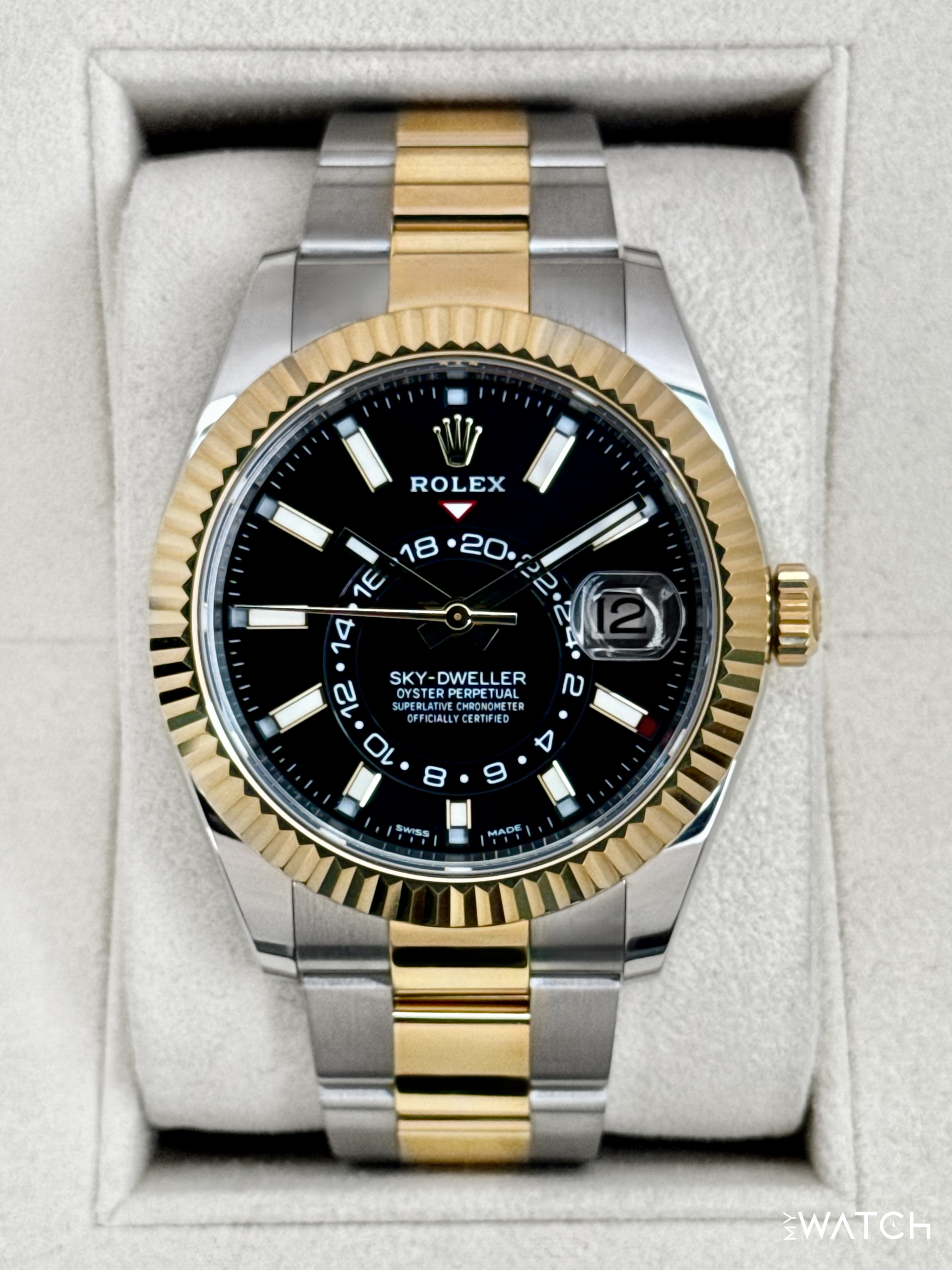 2021 Rolex Sky-Dweller 42mm 326933 Two-Tone Oyster Black Dial - MyWatchLLC