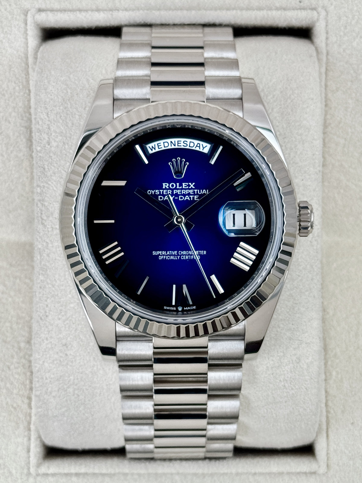 2024 Rolex Day-Date 40mm 228239 Presidential Blue Ombre Dial