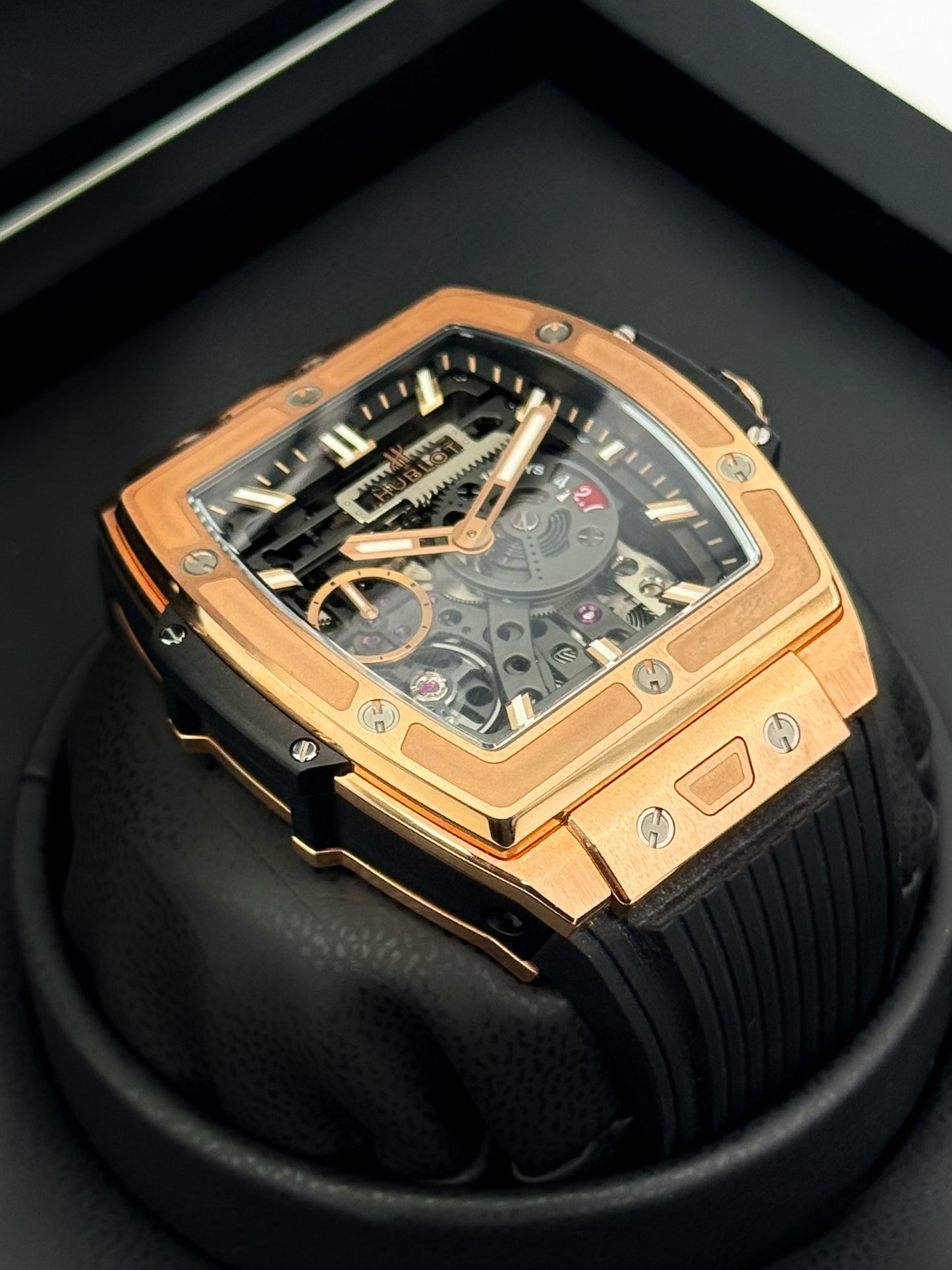 Hublot Spirit of Big Bang 45mm 614.OX.1180.RX Rose Gold Skeltonized Dial
