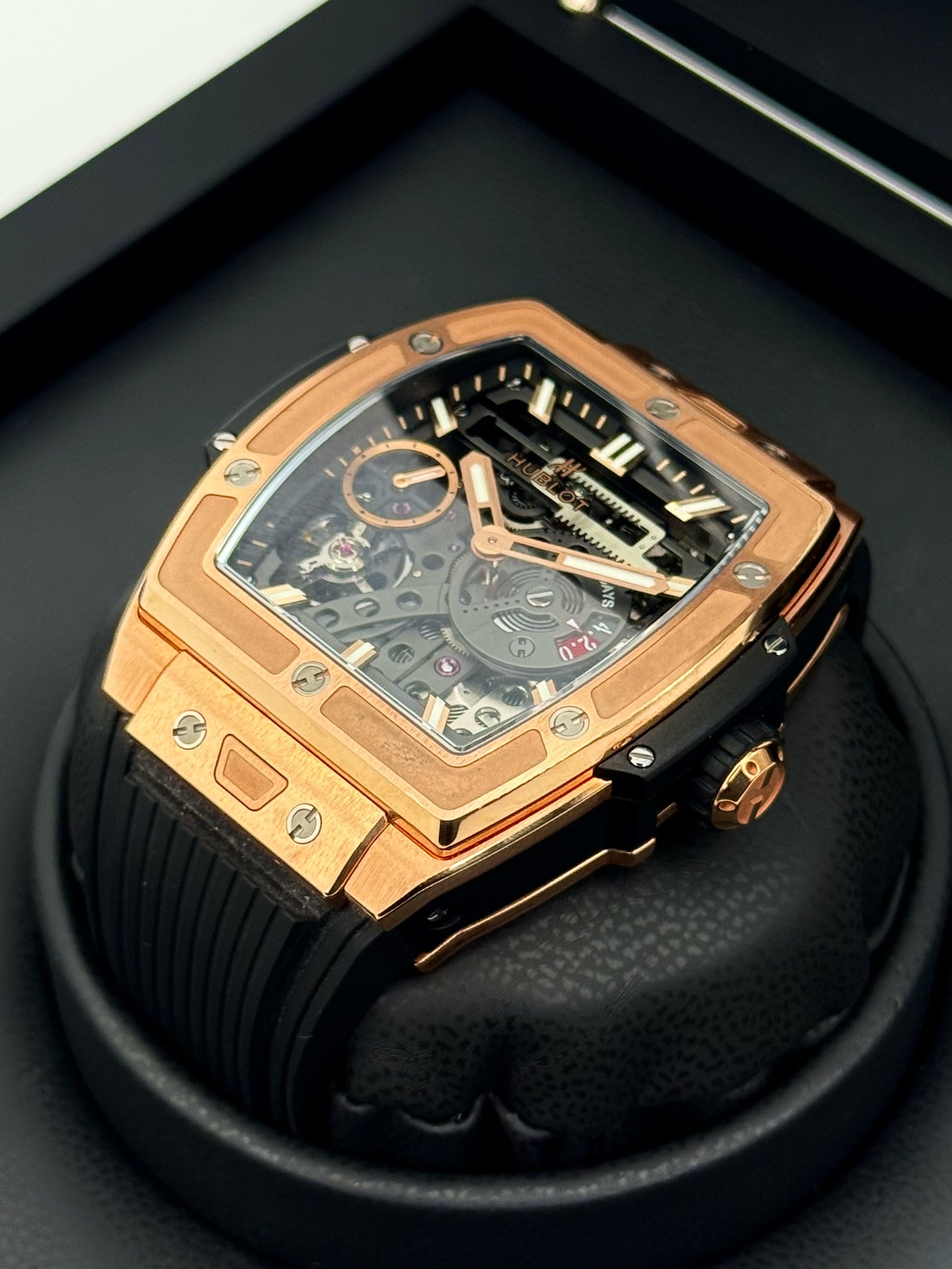 Hublot Spirit of Big Bang 45mm 614.OX.1180.RX Rose Gold Skeltonized Dial