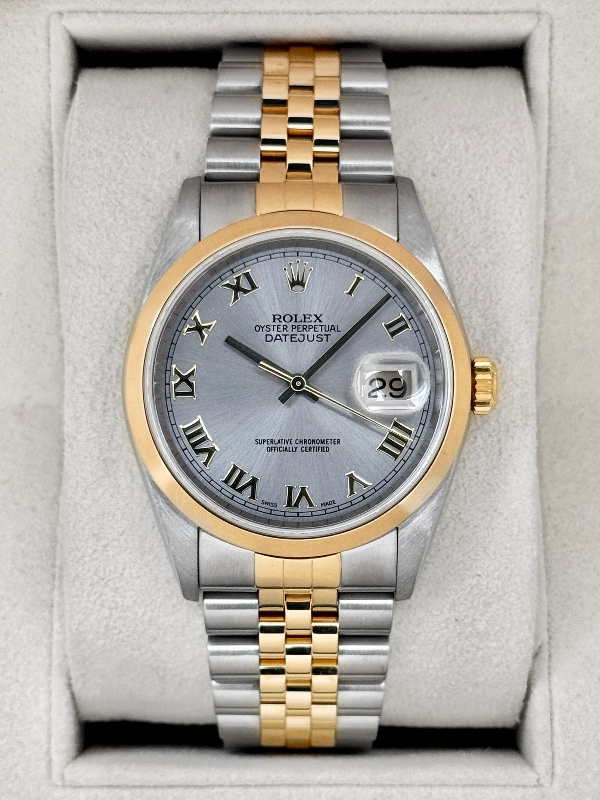 2005 Rolex Datejust 36mm 16203 Two-Tone Jubilee Silver Roman Numeral Dial (Collectors Set)