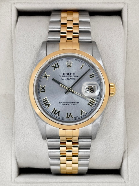 2005 Rolex Datejust 36mm 16203 Two-Tone Jubilee Silver Roman Numeral Dial (Collectors Set)