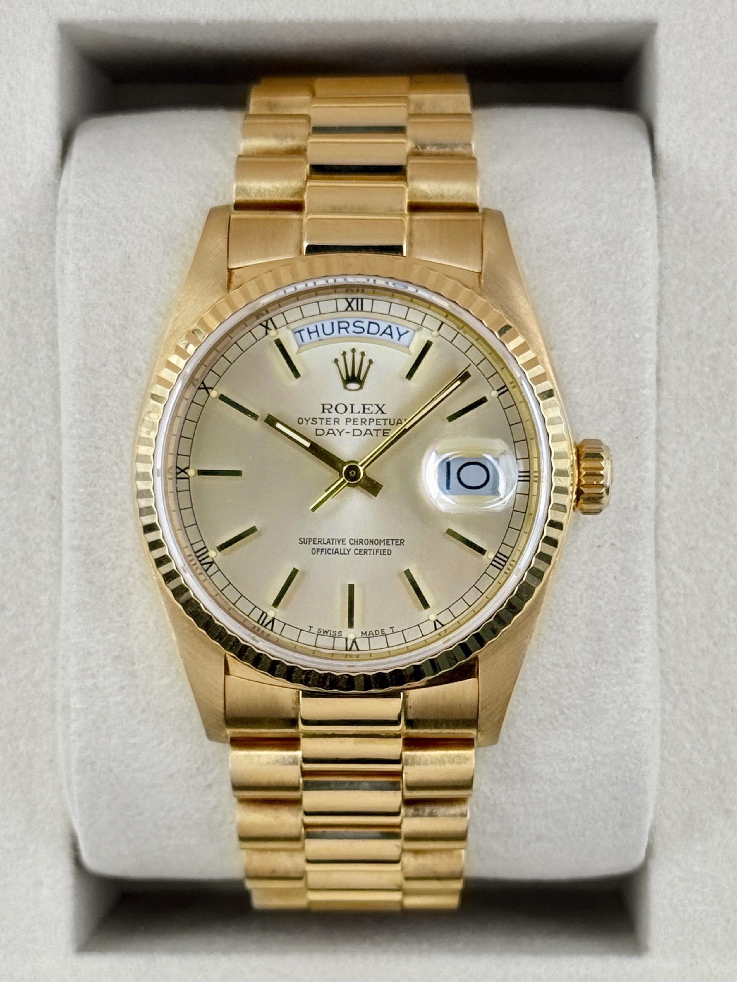 1998 Rolex Day-Date 36mm 18248 Presidential Black Onyx Dial (FRESH ROL