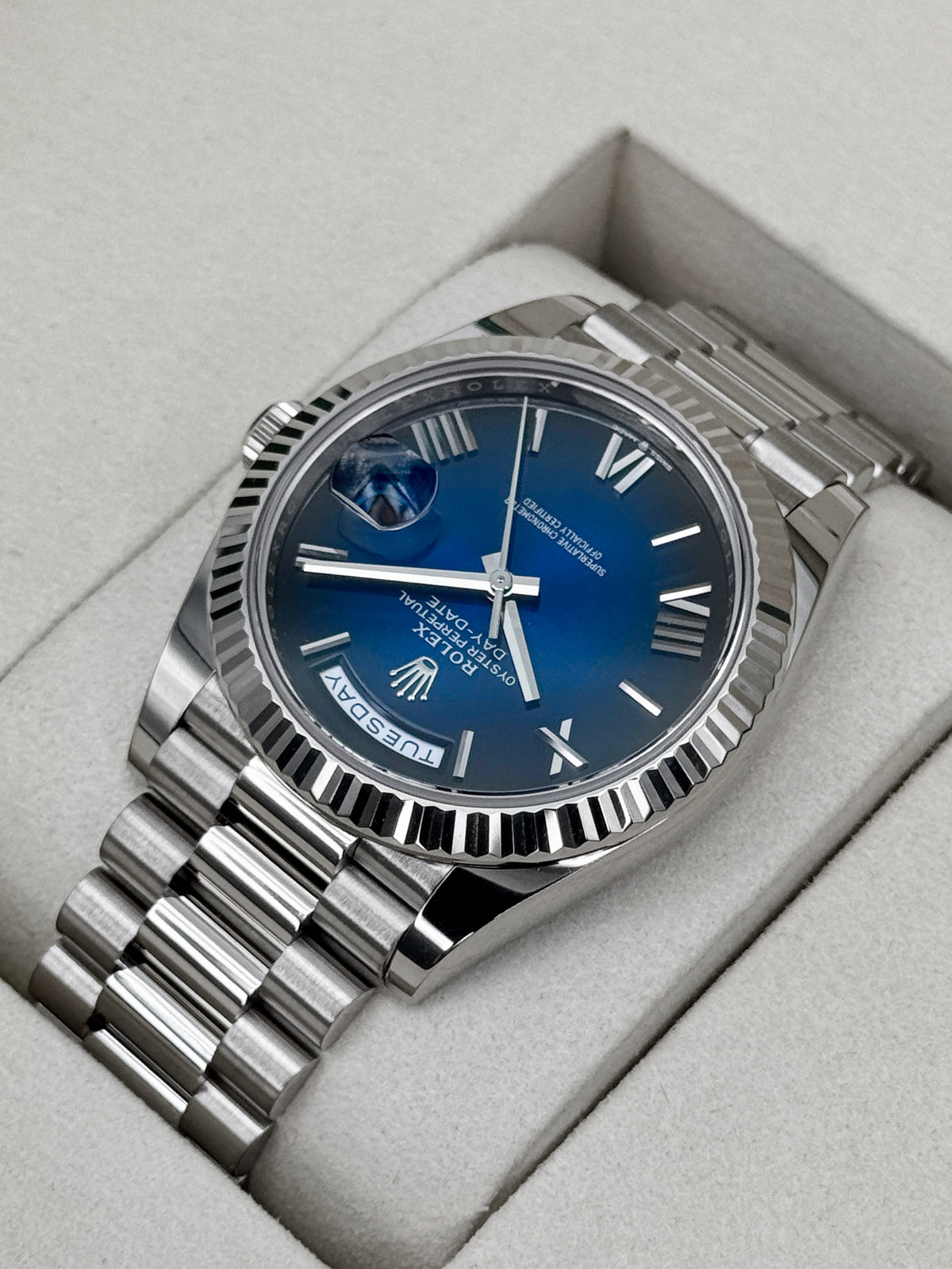 New 2026 Rolex Day-Date 40mm 228239 Presidential Blue Ombre Dial - MyWatchLLC