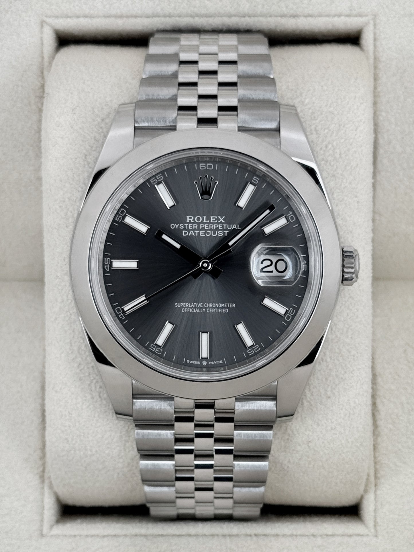 2024 Rolex Datejust 41mm 126300 Stainless Steel Jubilee Rhodium Dial