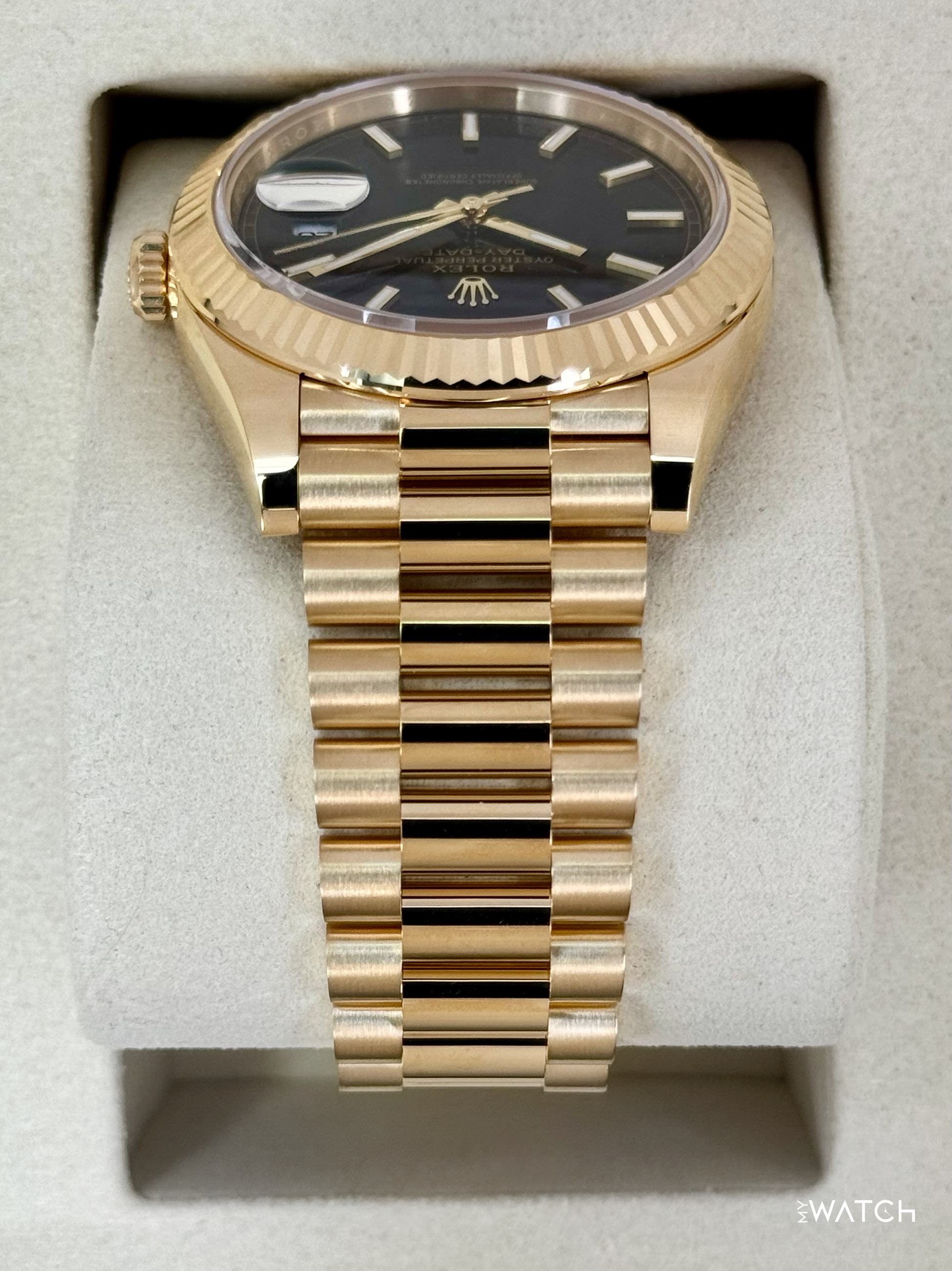 NEW 2026 Rolex Day-Date 40mm 228238 Yellow Gold Black Dial - MyWatchLLC