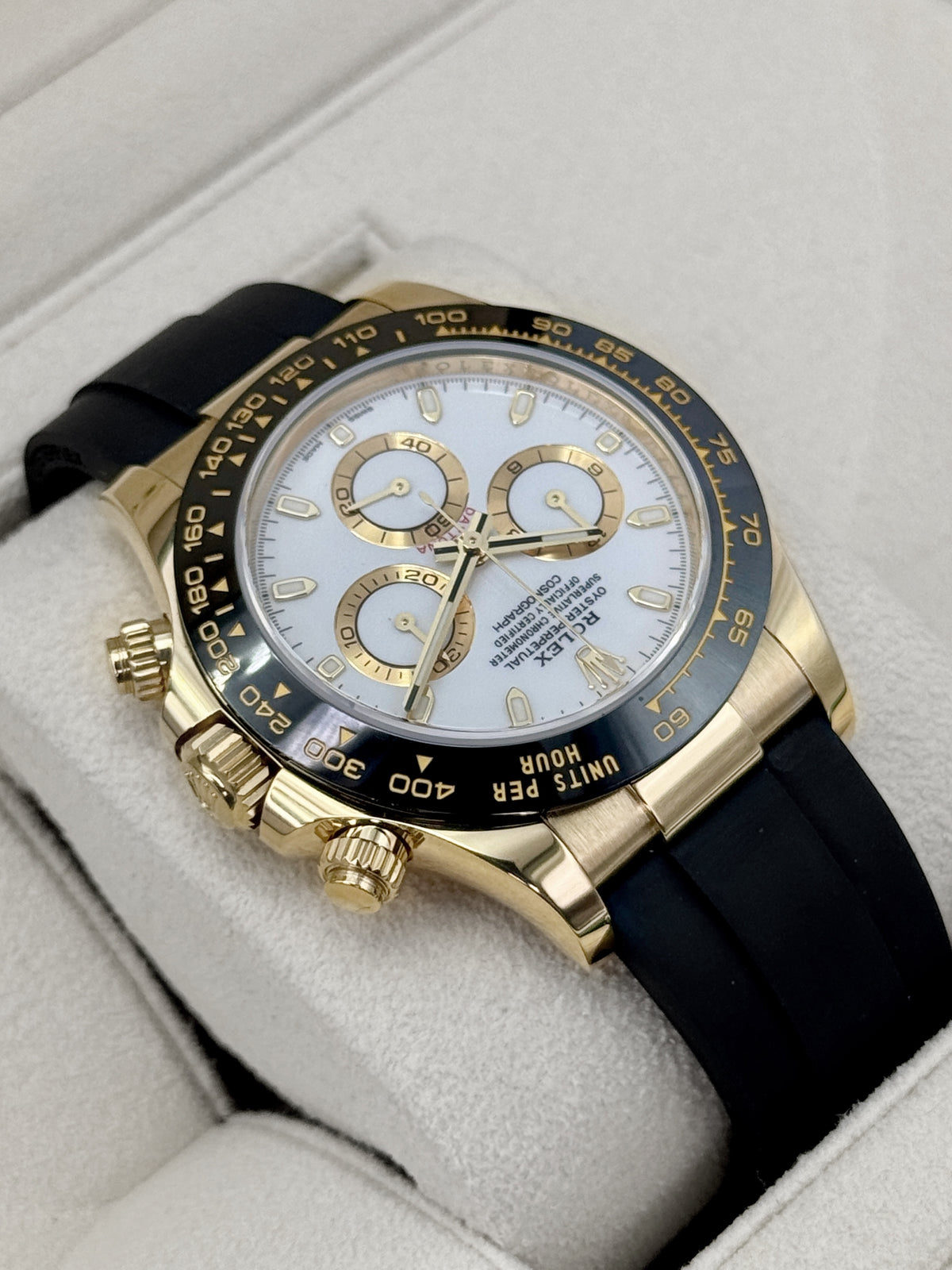 2022 Rolex Daytona 40mm 116518LN Yellow Gold Oysterflex White Dial