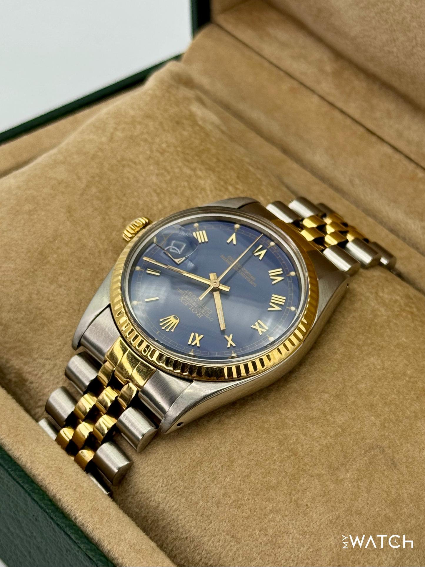 1985 Rolex Datejust 36mm 16013 Two-Tone Jubilee Blue Roman Numeral Dial