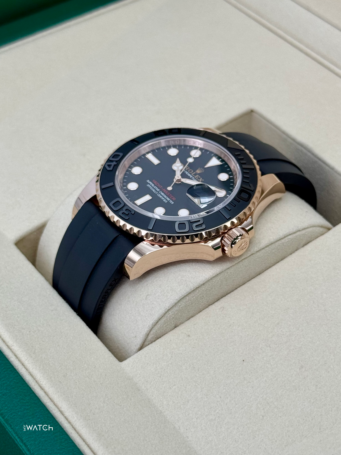 NEW 2025 Rolex Yacht-Master 40mm 126655 Rose Gold Oysterflex Black Dial - MyWatchLLC
