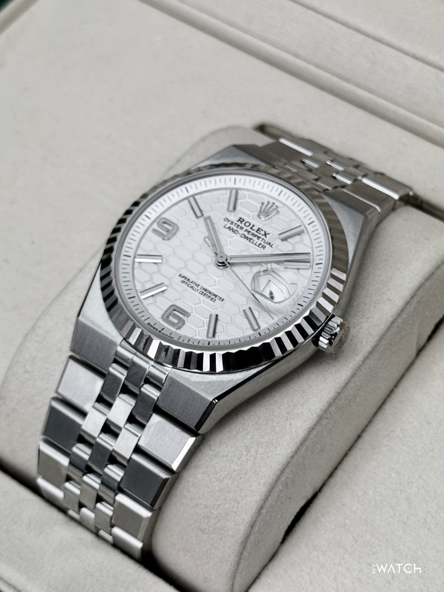 2025 Rolex Land-Dweller 40mm 127334 Stainless Steel Jubilee White Dial - MyWatchLLC
