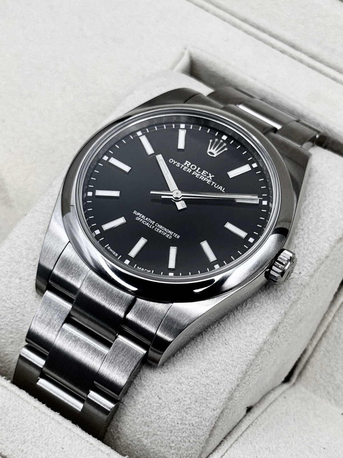 2019 Rolex Oyster Perpetual 39mm 114300 Stainless Steel Black Dial