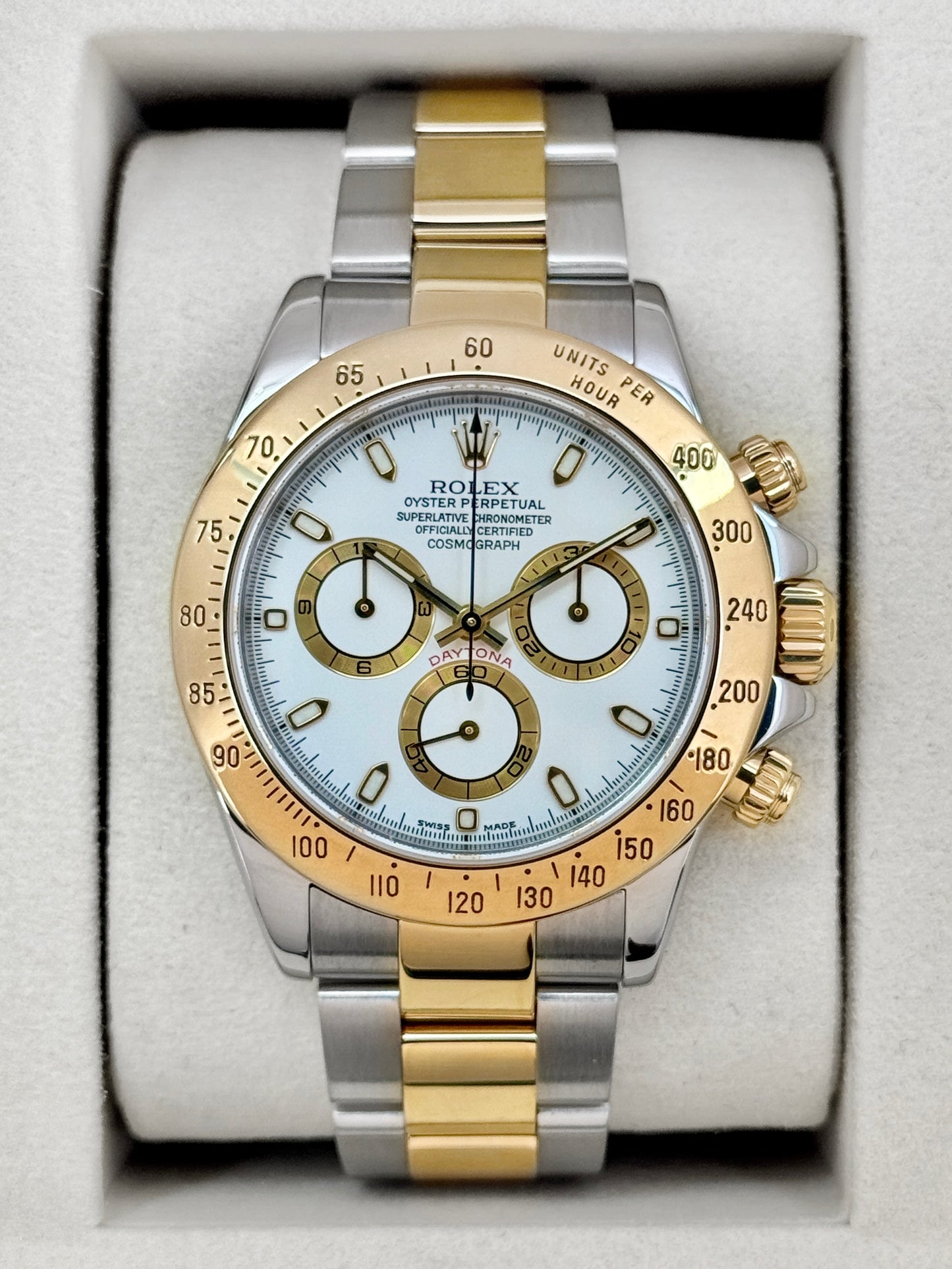2001 Rolex Daytona 40mm 16523 Two-Tone White Dial
