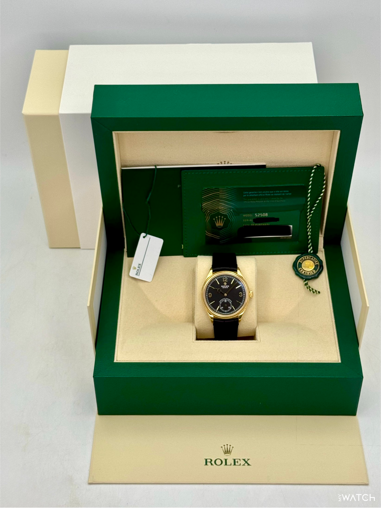 2022 Rolex 1908 39mm 52508 Yellow Gold Black Dial - MyWatchLLC
