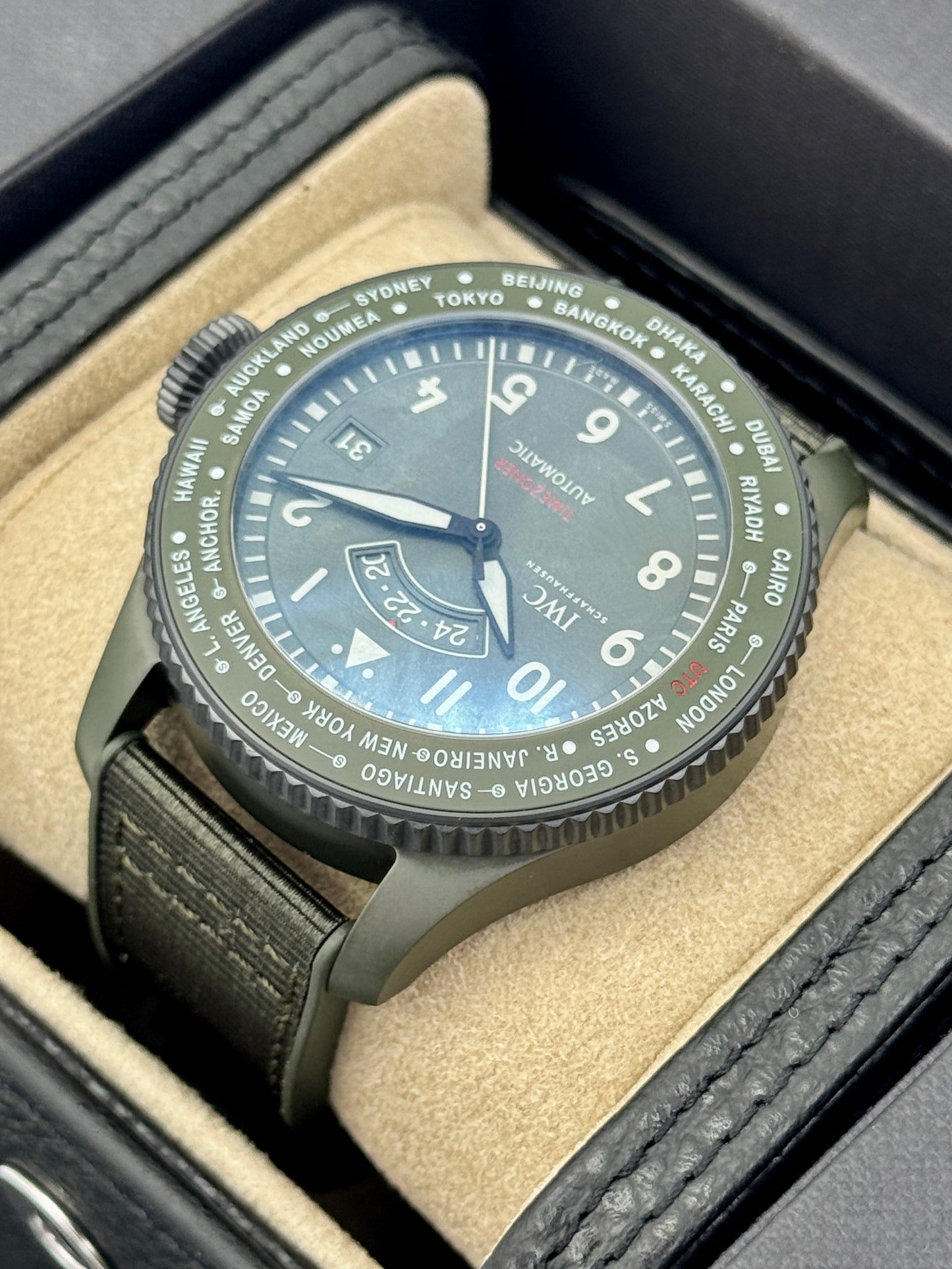 2024 IWC Timezoner Top Gun Woodland Pilot's 46mm IW395601 Ceramic Green Dial