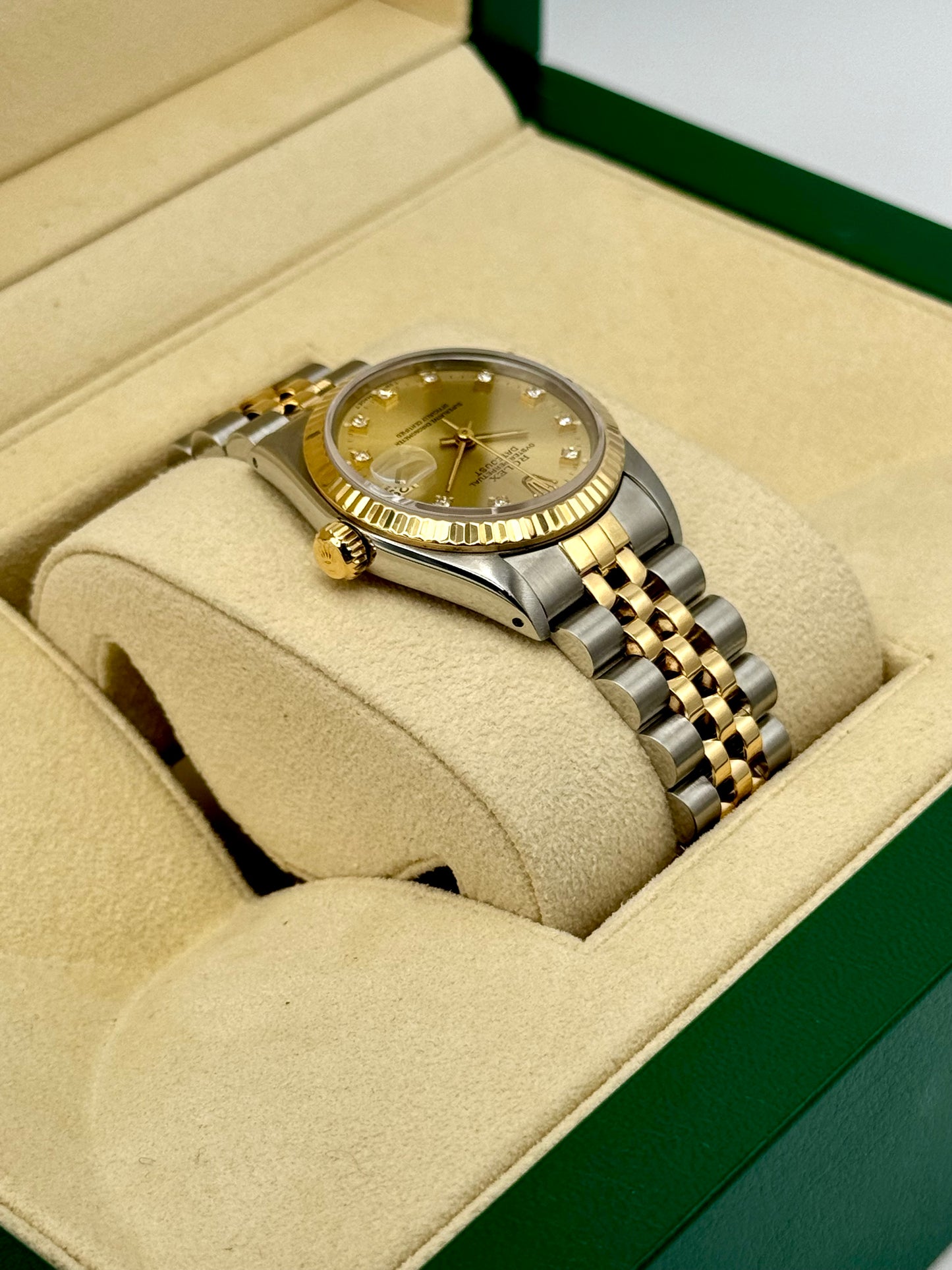 1991 Rolex Datejust 31mm 68273 Two-Tone Jubilee Champagne Diamond DIal