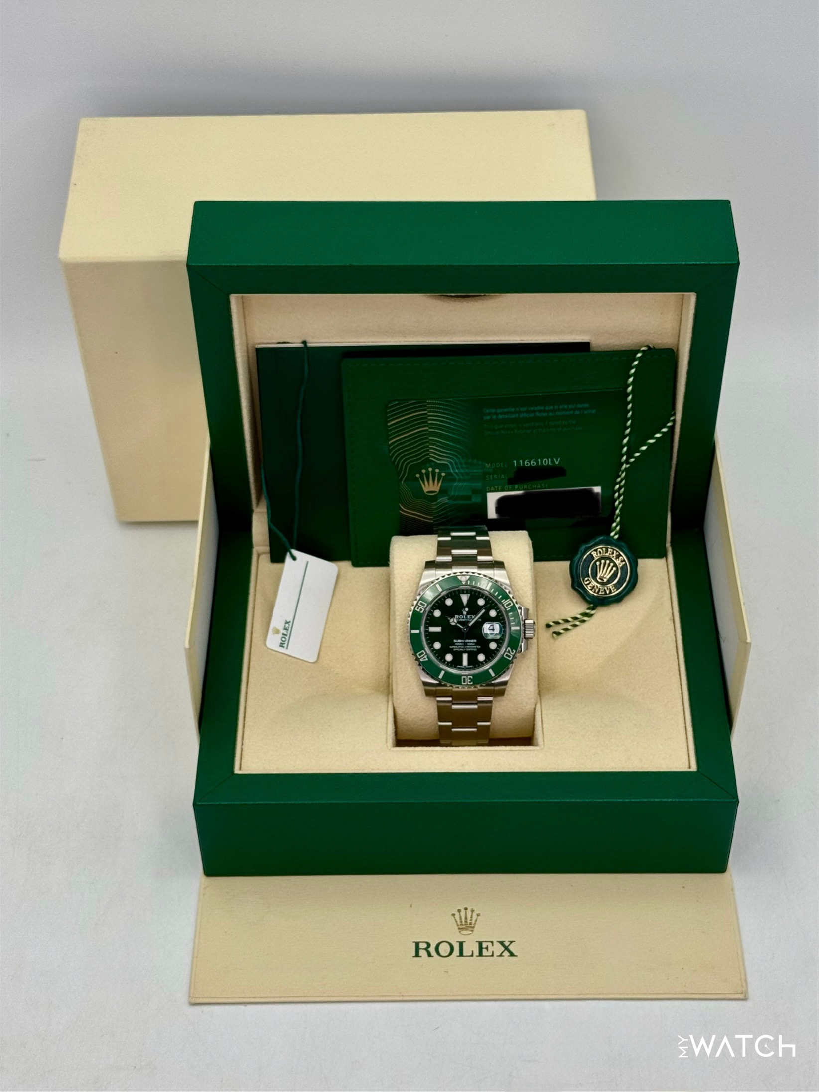 2020 Rolex Submariner “Hulk” 40mm 116610LV Green Dial (Green Card) - MyWatchLLC