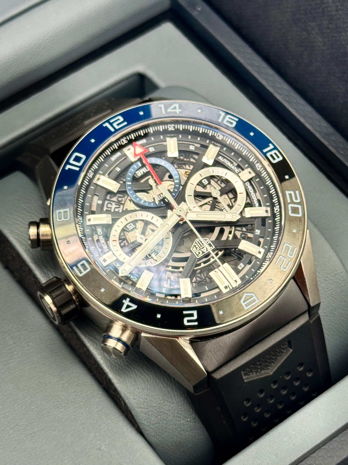 2021 TAG Heuer Calibre Heuer 02 Chronograph 45mm CAR2A1Z Skeletonized Dial