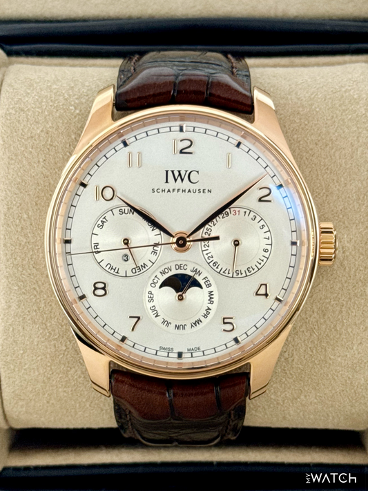 2025 IWC Portugieser Perpetual Calendar 42.4mm IW344202 Rose Gold Silver Dial - MyWatchLLC