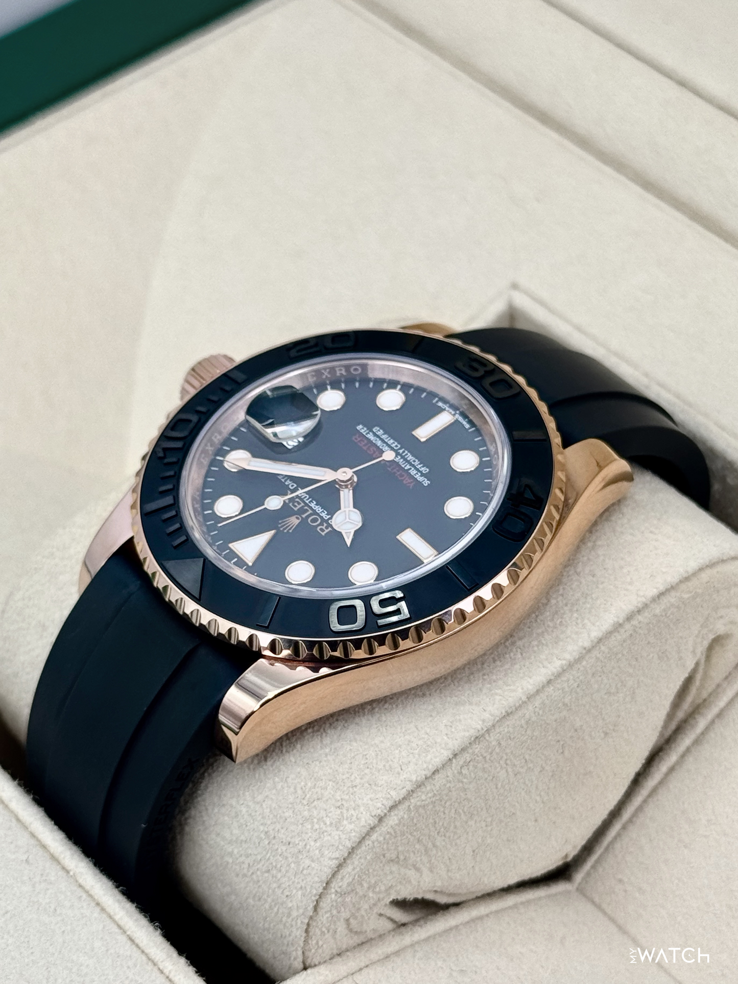 2019 Rolex Yacht-Master 40mm 116655 Rose Gold Oysterflex Black Dial - MyWatchLLC