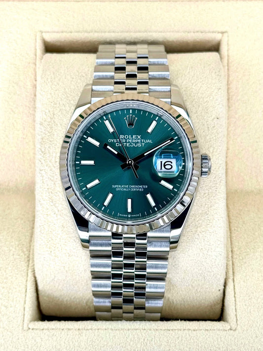 NEW 2024 Rolex Datejust 36mm 126234 Stainless Steel Jubilee Green Dial