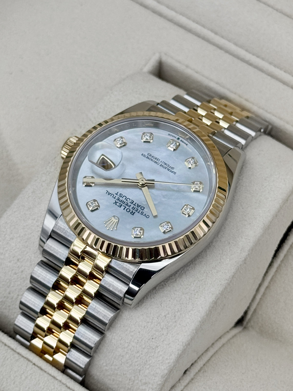 2022 Rolex Datejust 36mm 126233 Two-Tone Jubilee Mother of Pearl Diamond Dial