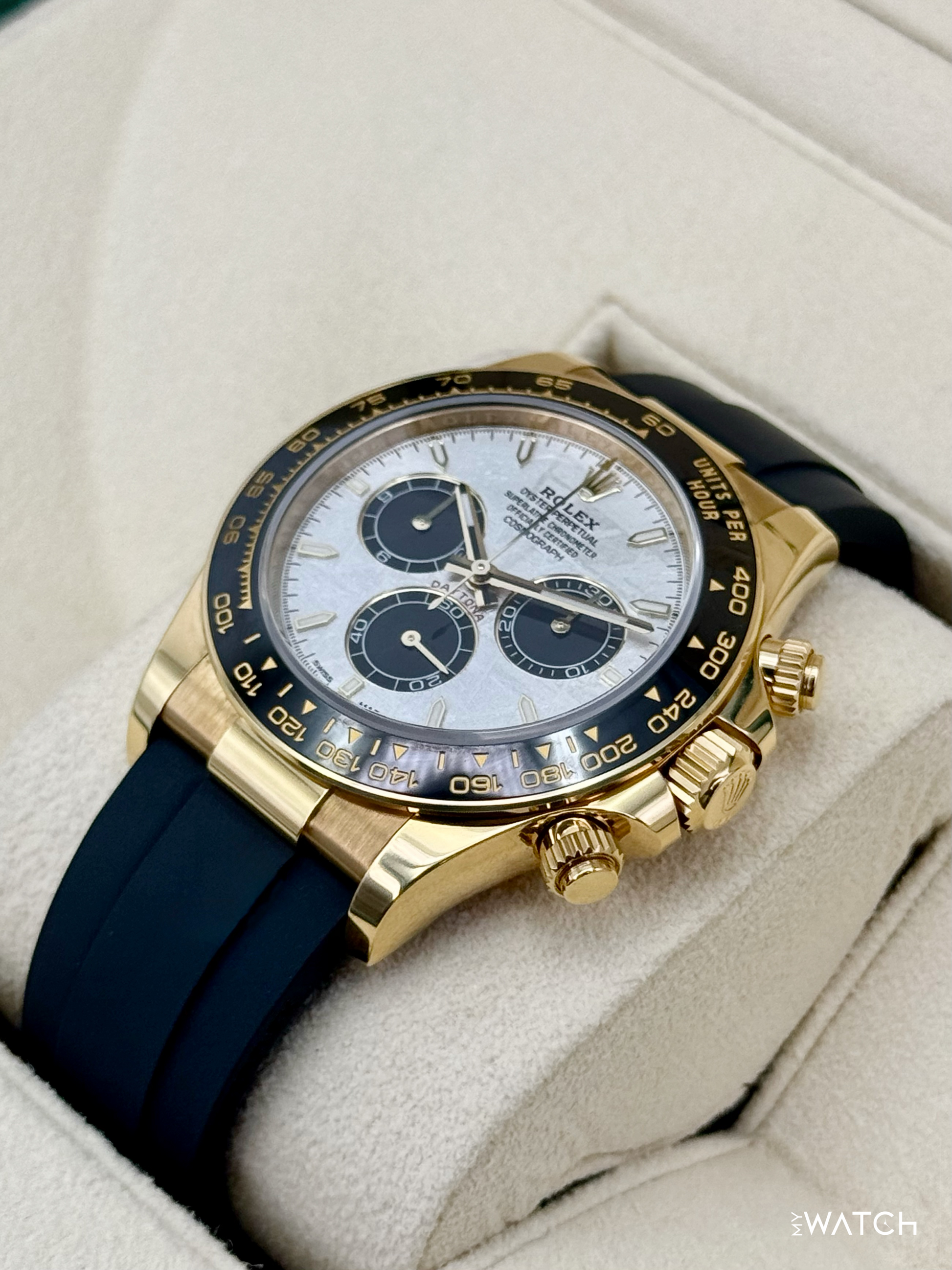 2025 Rolex Daytona 40mm 126518LN Yellow Gold Oysterflex Meteorite Dial - MyWatchLLC
