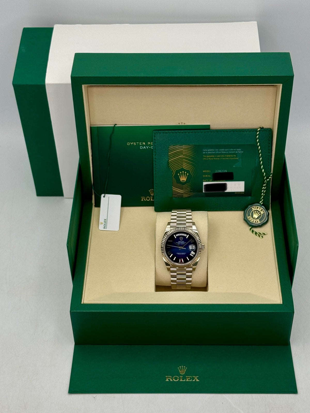 New 2026 Rolex Day-Date 40mm 228239 Presidential Blue Ombre Dial - MyWatchLLC