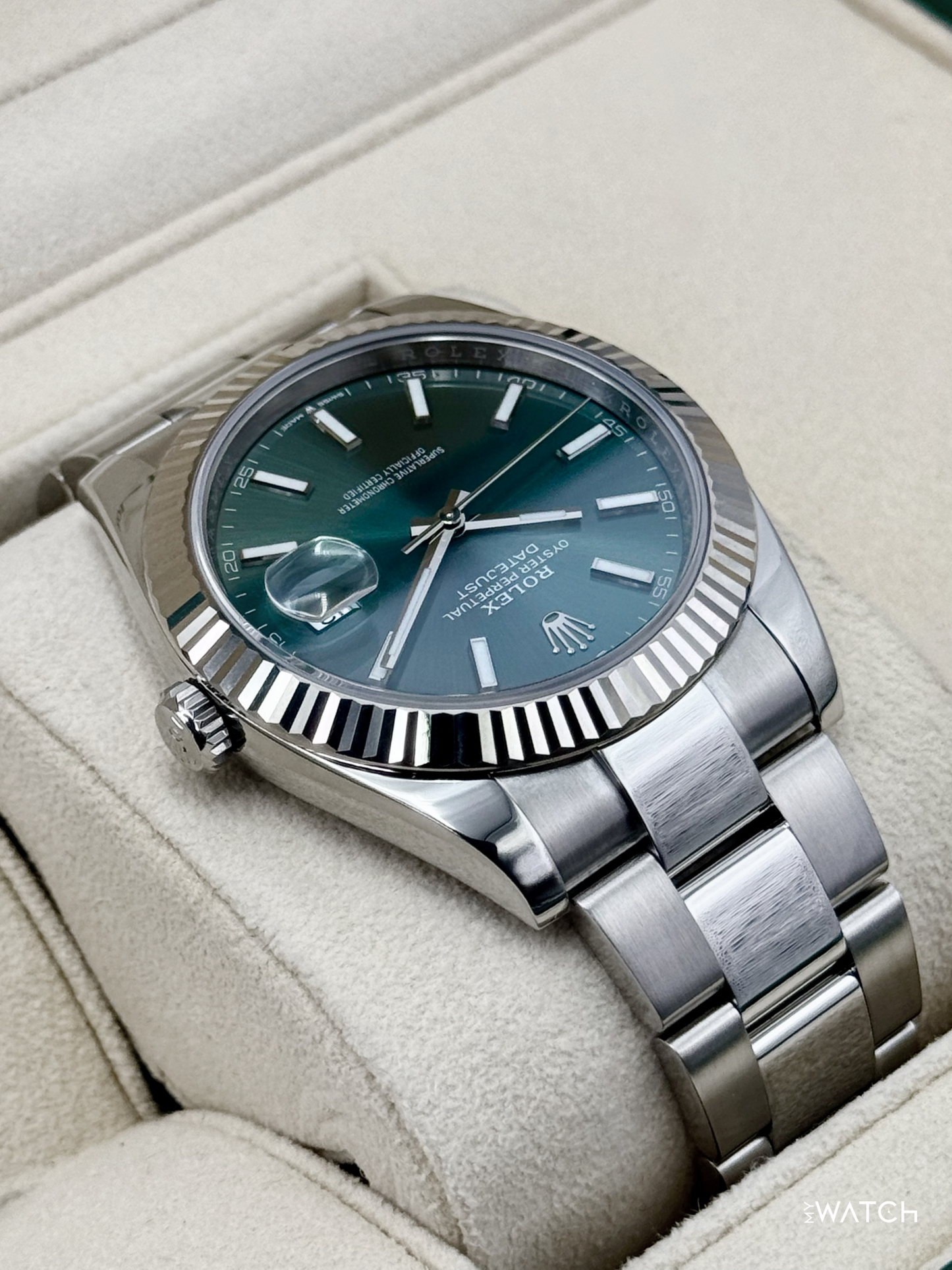 2022 Rolex Datejust 41mm 126334 Stainless Steel Oyster Mint Green Dial - MyWatchLLC