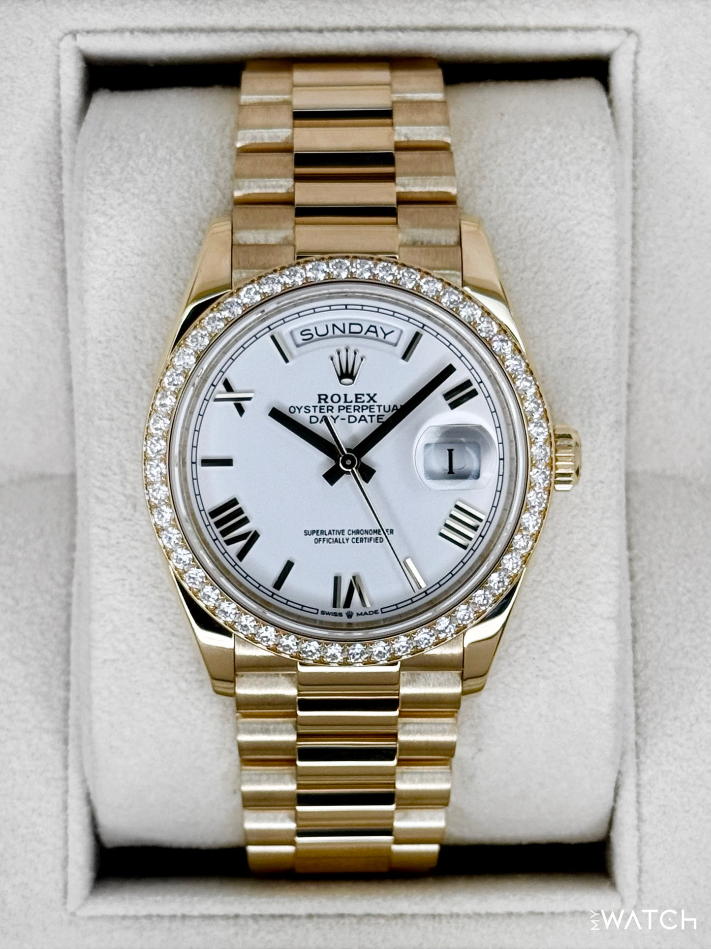 2024 Rolex Day-Date 36mm 128348RBR Presidential Yellow Gold White Dial - MyWatchLLC