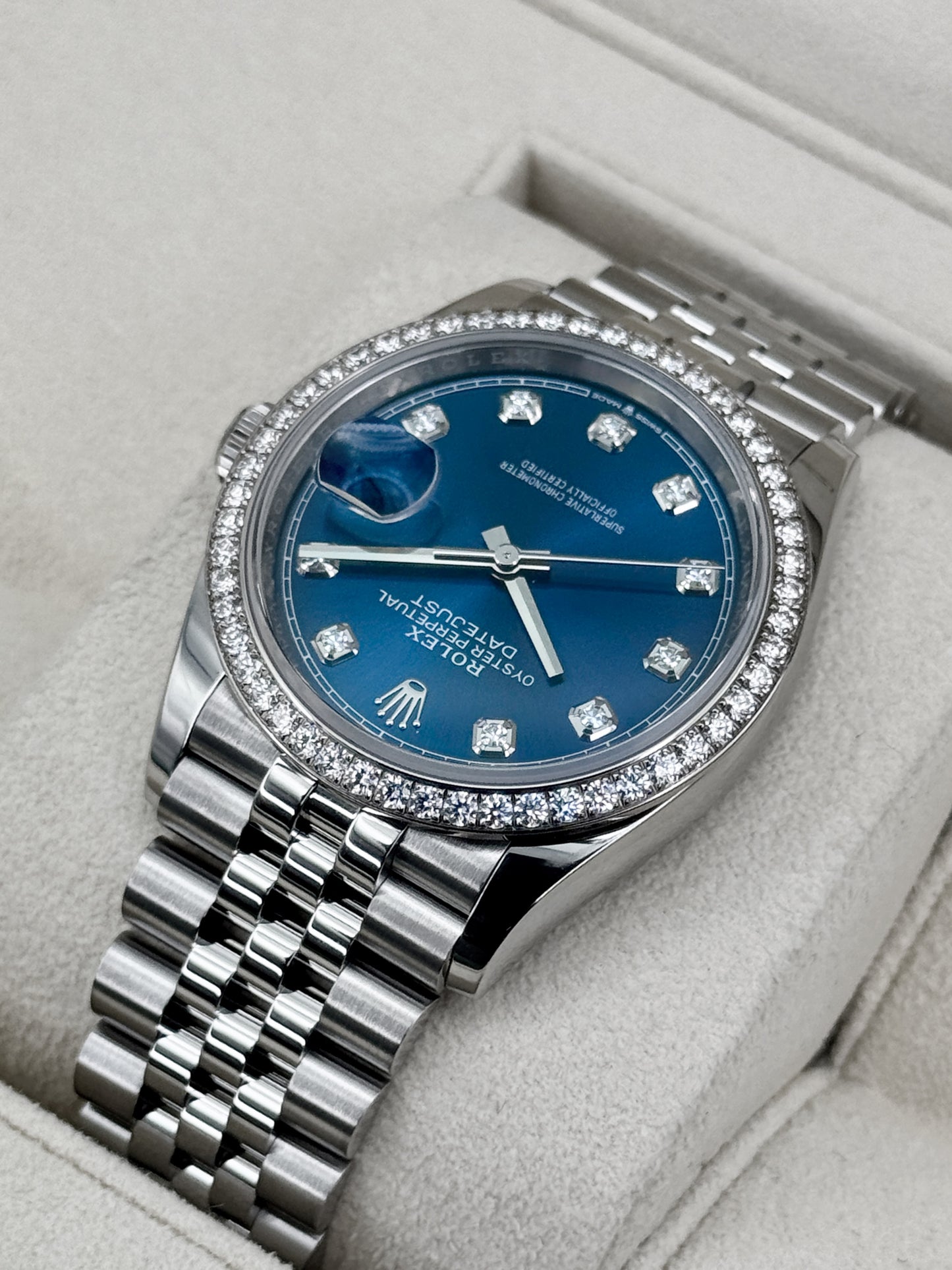 2024 Rolex Datejust 36mm 126284RBR Stainless Steel Jubilee Blue Diamond Dial
