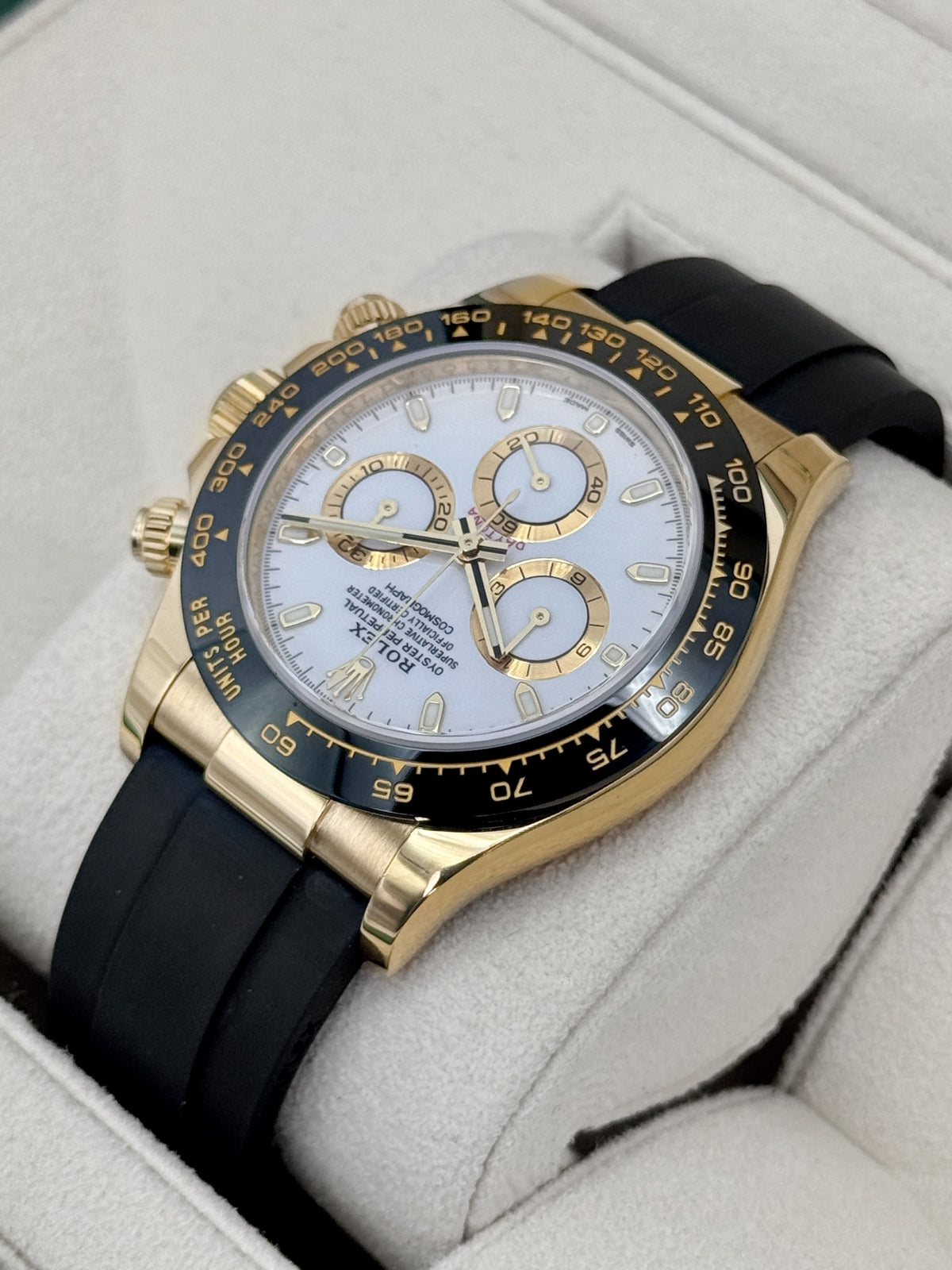 2022 Rolex Daytona 40mm 116518LN Yellow Gold Oysterflex White Dial