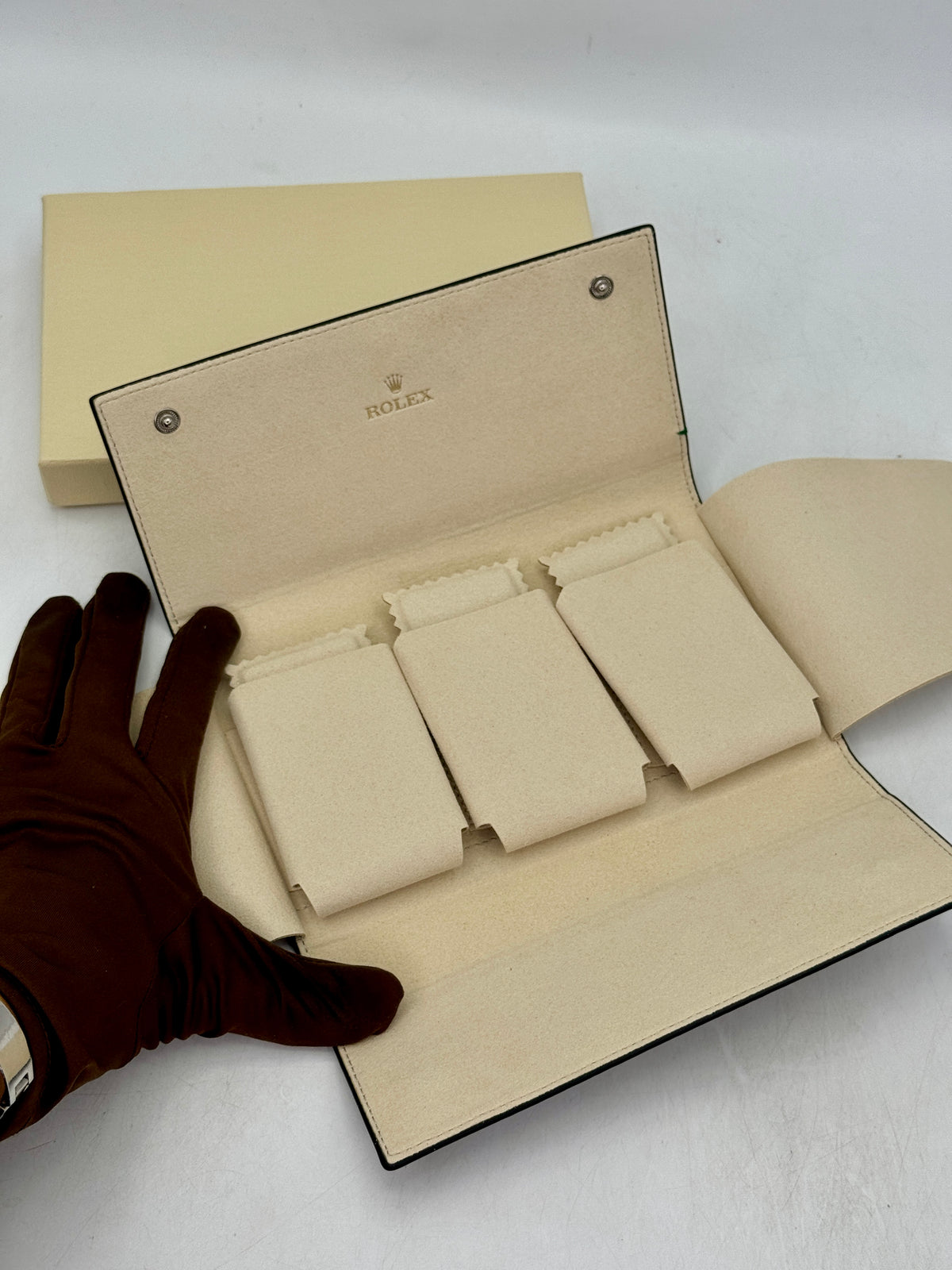 Rolex Leather Three Watch Travel Pouch