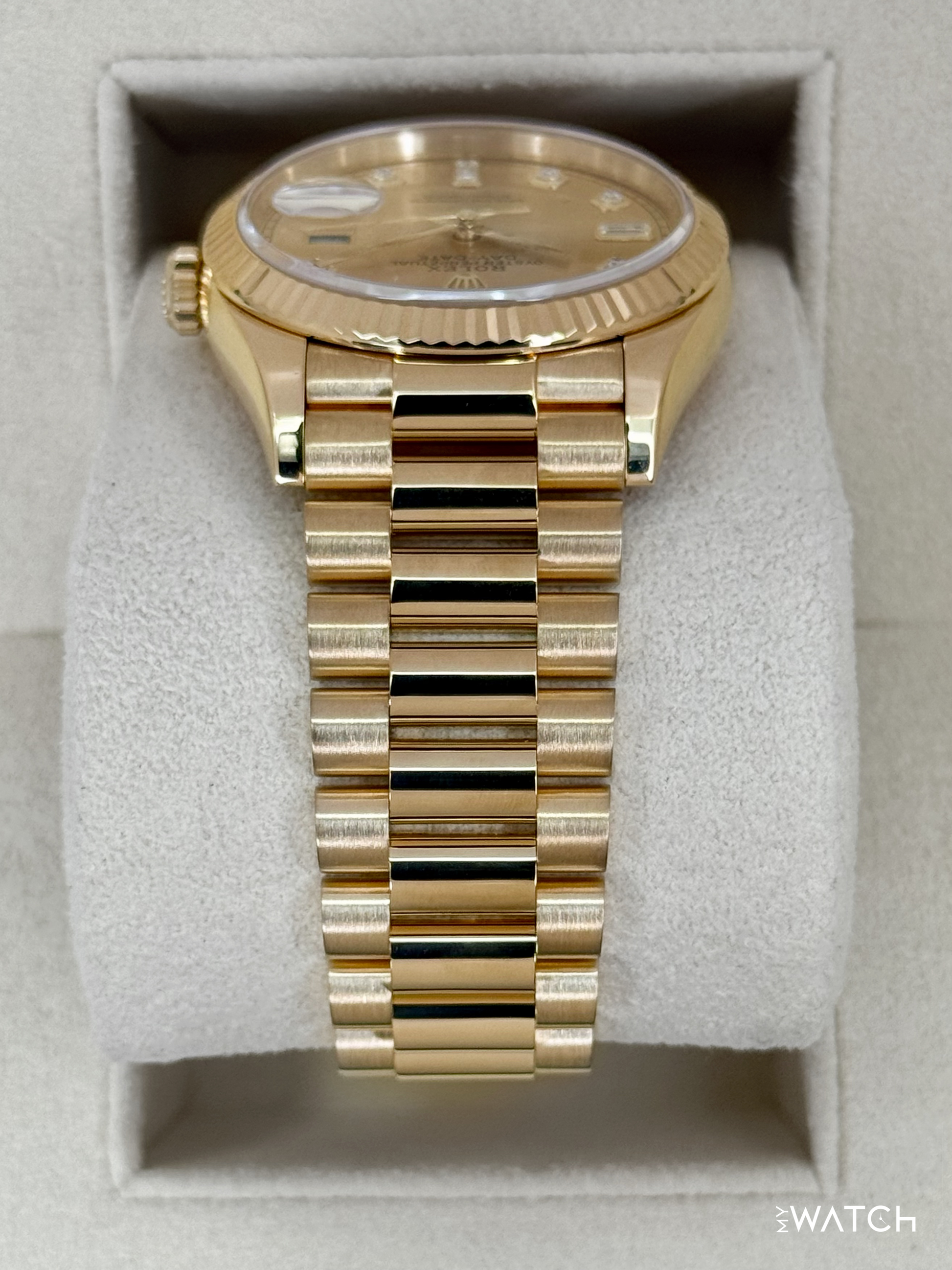 2024 Rolex Day-Date 36mm 128238 Presidential Champagne Diamond Dial - MyWatchLLC