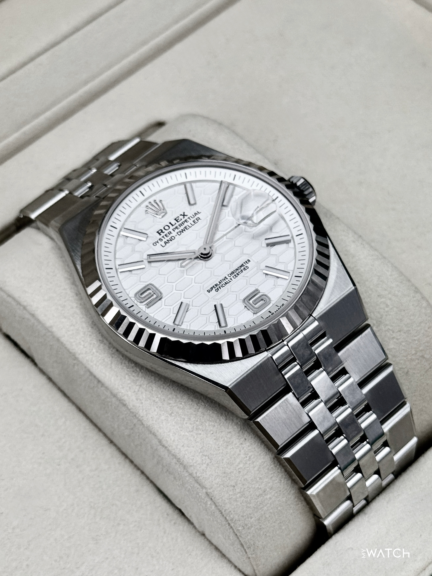 2025 Rolex Land-Dweller 40mm 127334 Stainless Steel Jubilee White Dial - MyWatchLLC