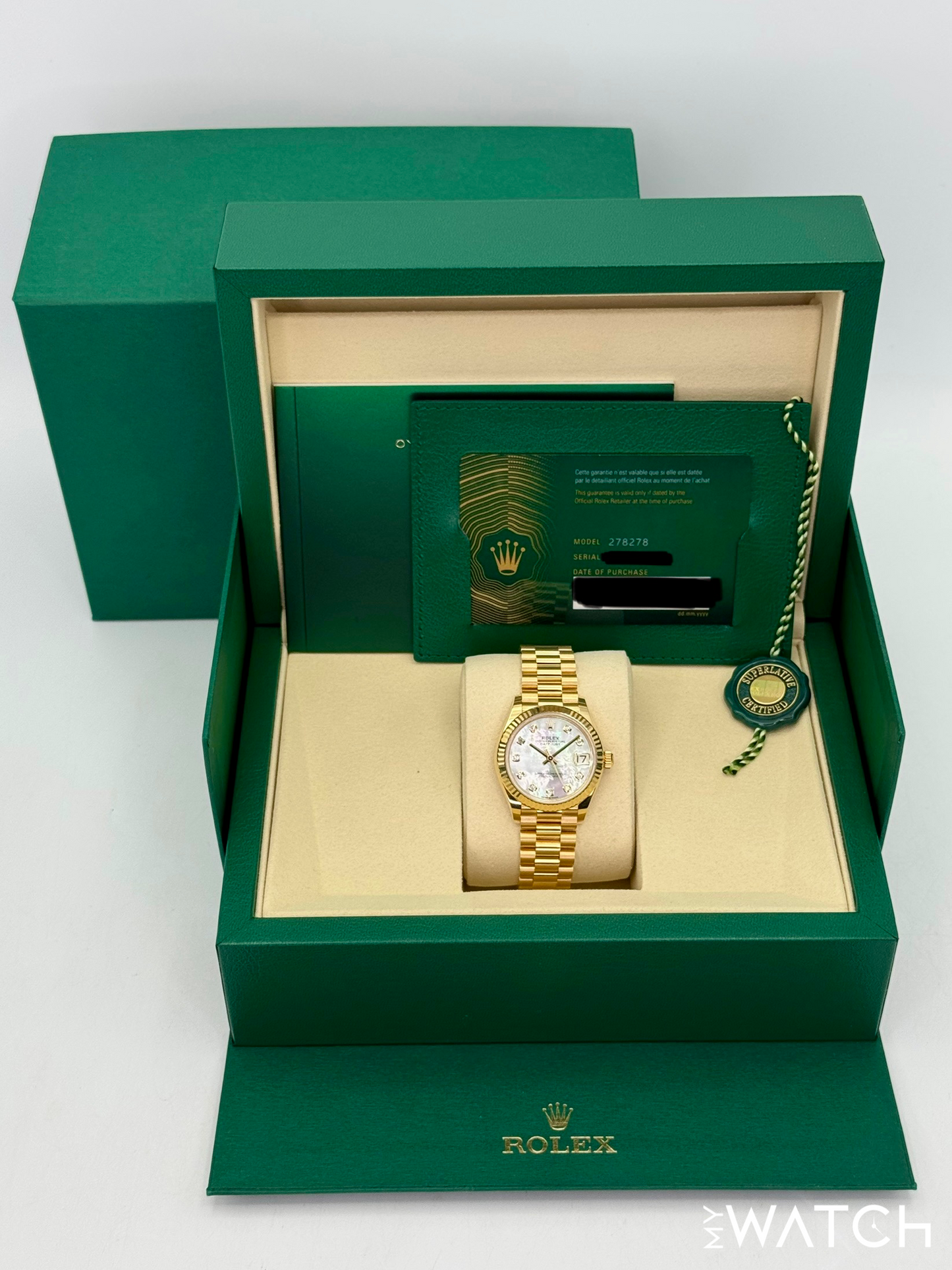 NEW 2025 Rolex Datejust 31mm 278278 Yellow Gold MOP Diamond Dial