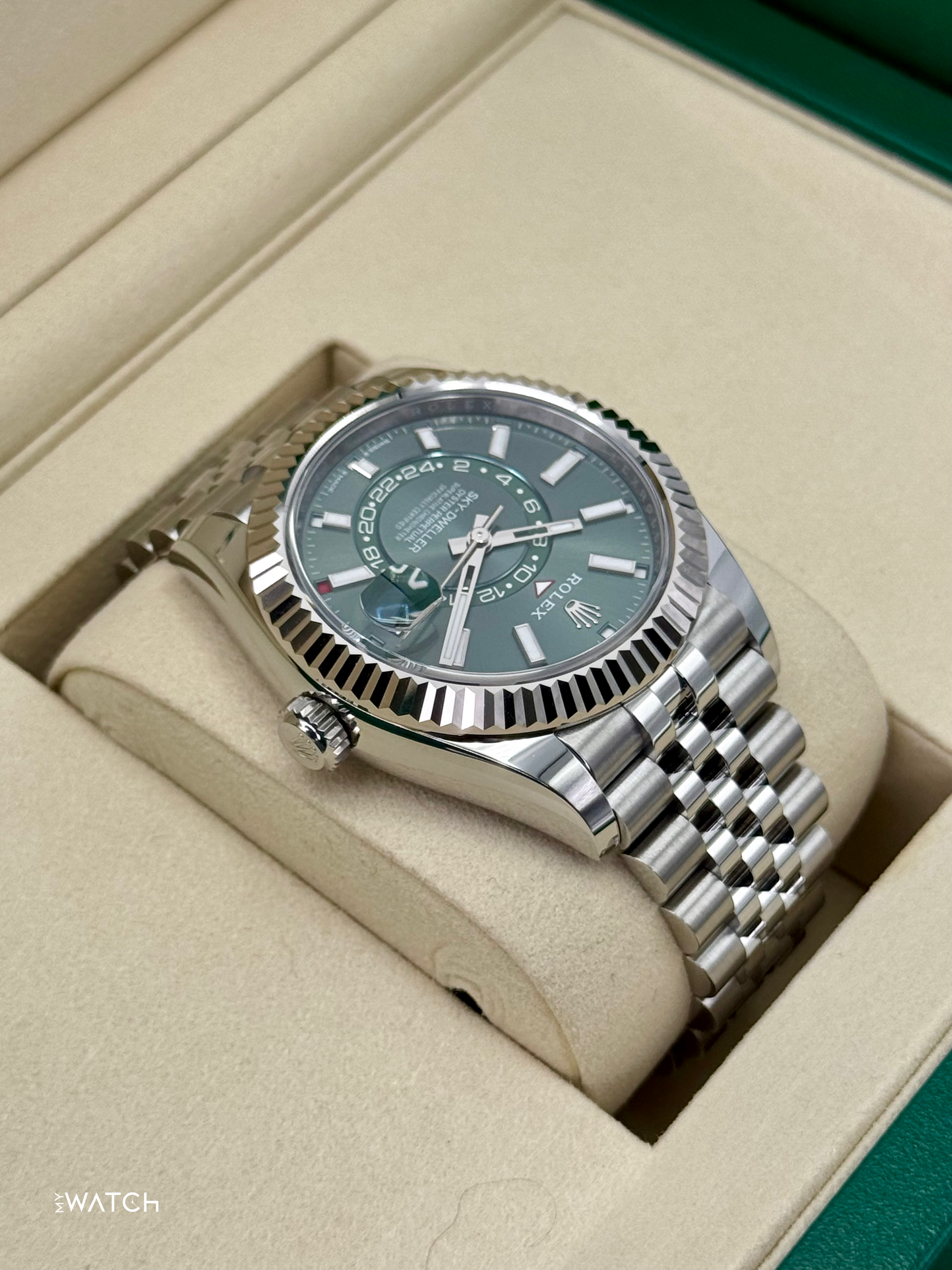 NEW 2025 Rolex Sky-Dweller 42mm 336934 Jubilee Green Dial - MyWatchLLC