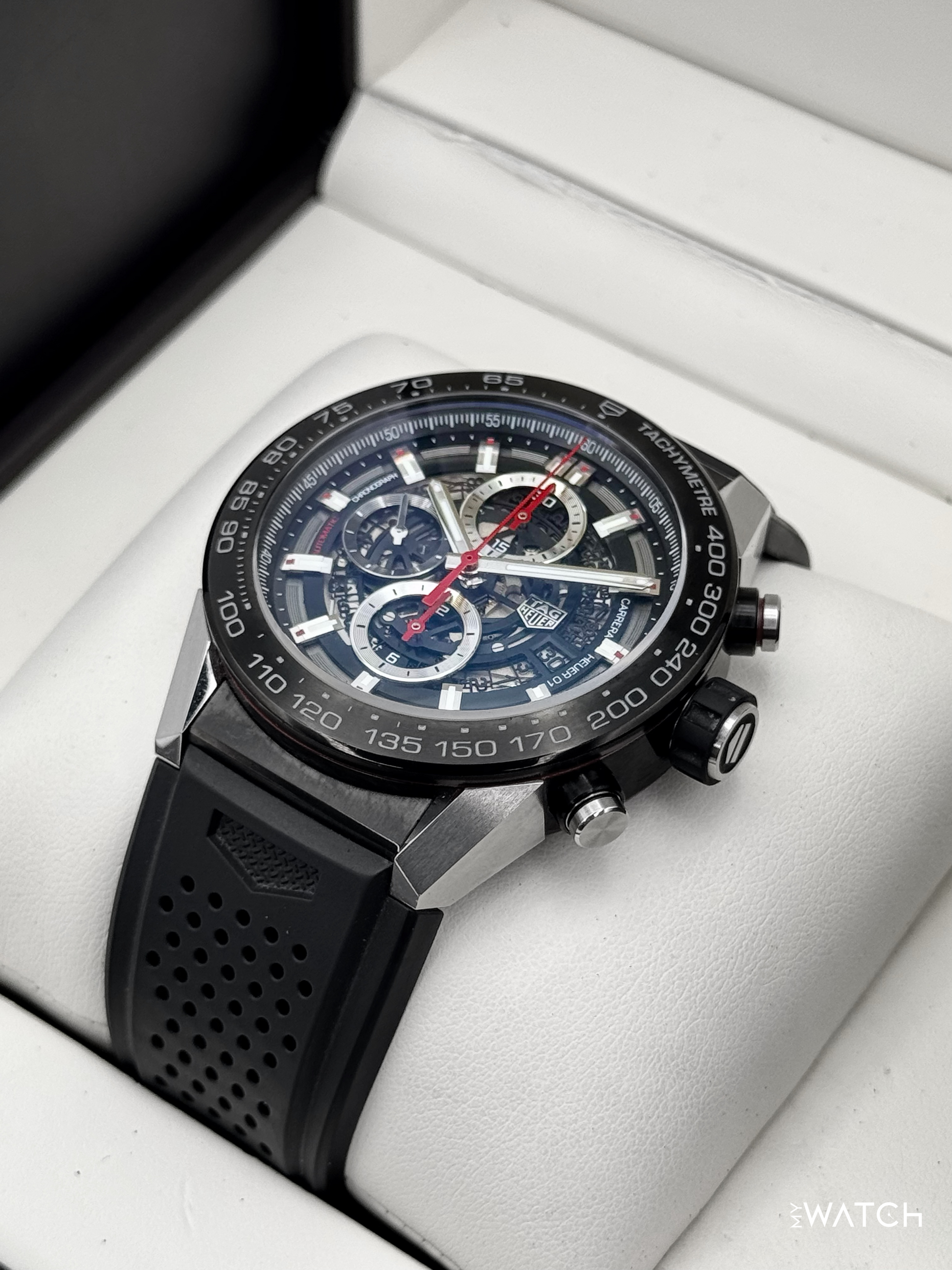 TAG Heuer Calibre Heuer 01 Chronograph 45mm CAR2A1Z Skeletonized Dial - MyWatchLLC