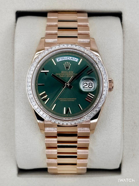 NEW 2026 Rolex Day-Date 36mm 128395TBR Presidential Rose Gold Olive Dial