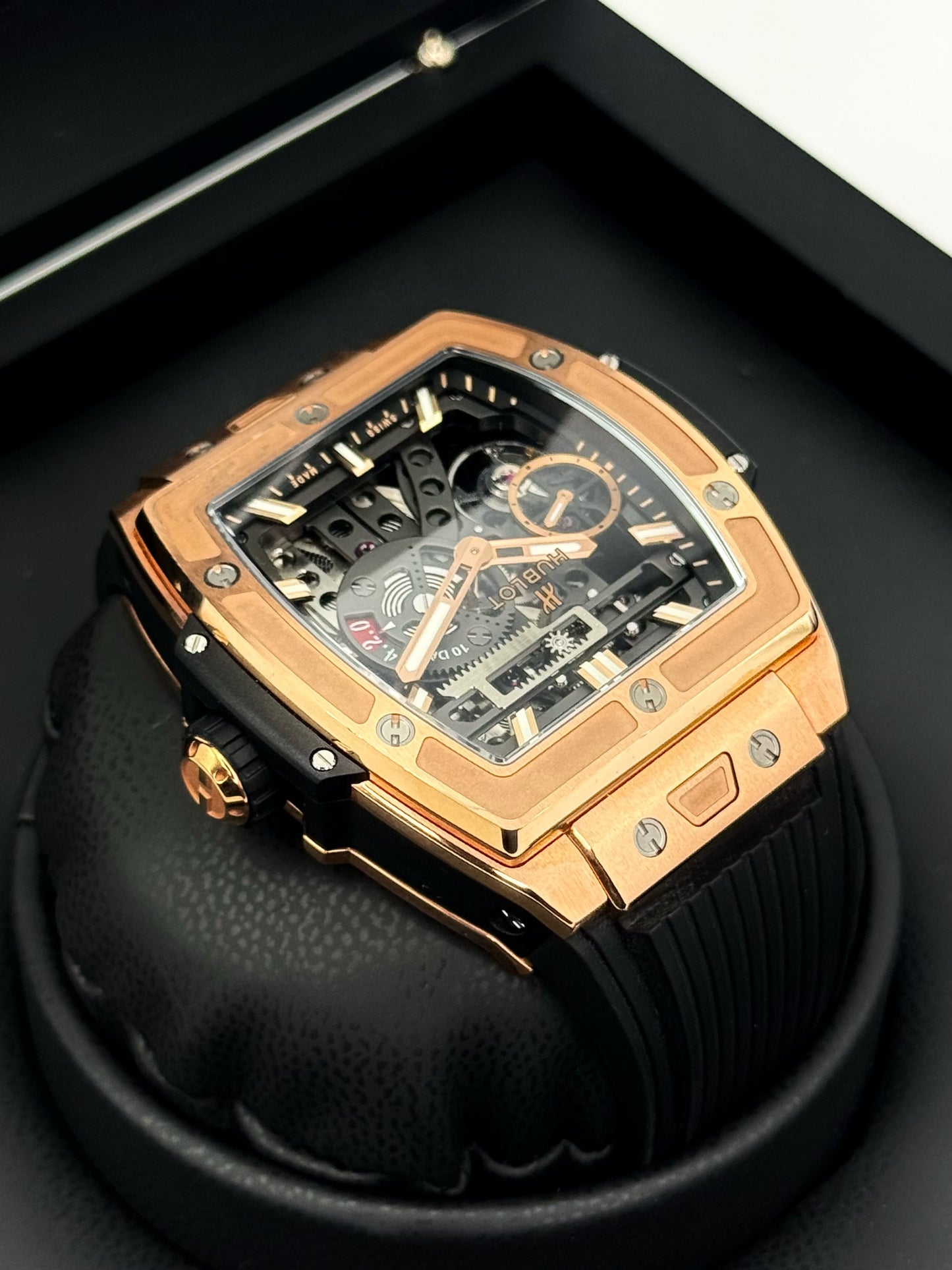 Hublot Spirit of Big Bang 45mm 614.OX.1180.RX Rose Gold Skeltonized Dial