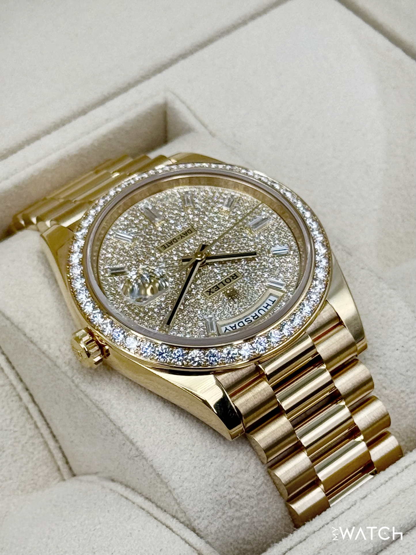 2024 Rolex Day-Date 40mm 228348RBR Diamond Paved Dial - MyWatchLLC