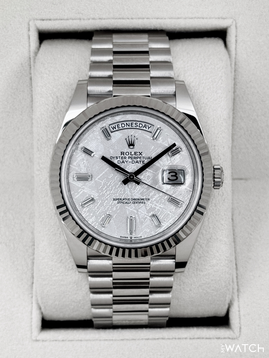 2025 Rolex Day-Date 40mm 228239 Presidential White Gold Meteorite Diamond Dial - MyWatchLLC