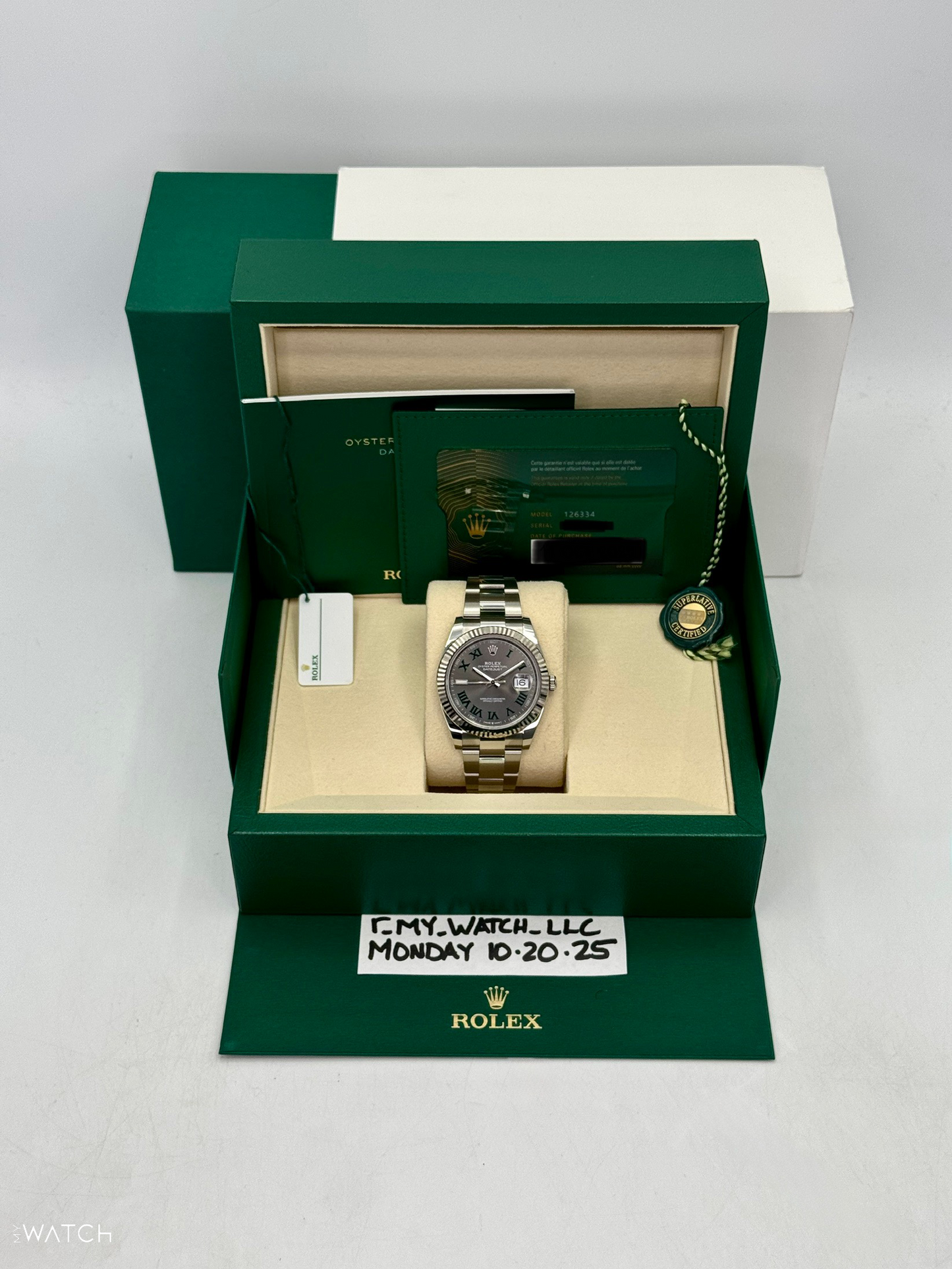 NEW 2025 Rolex Datejust 41mm 126334 Oyster Wimbledon Dial - MyWatchLLC