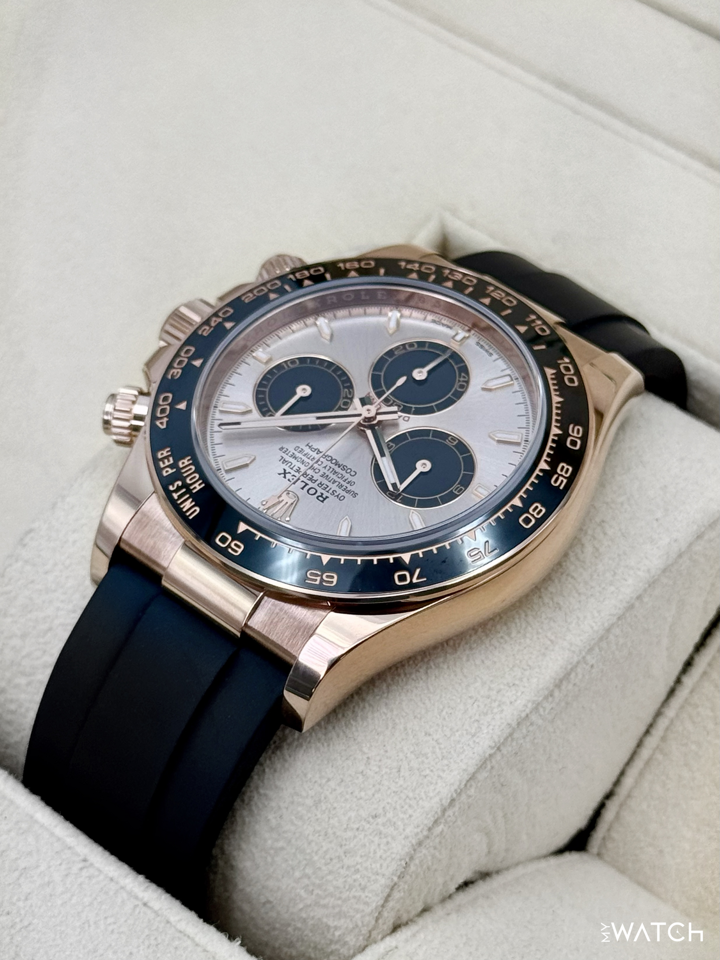 2025 Rolex Daytona 40mm 126515LN Rose Gold Oysterflex Sundust Dial - MyWatchLLC