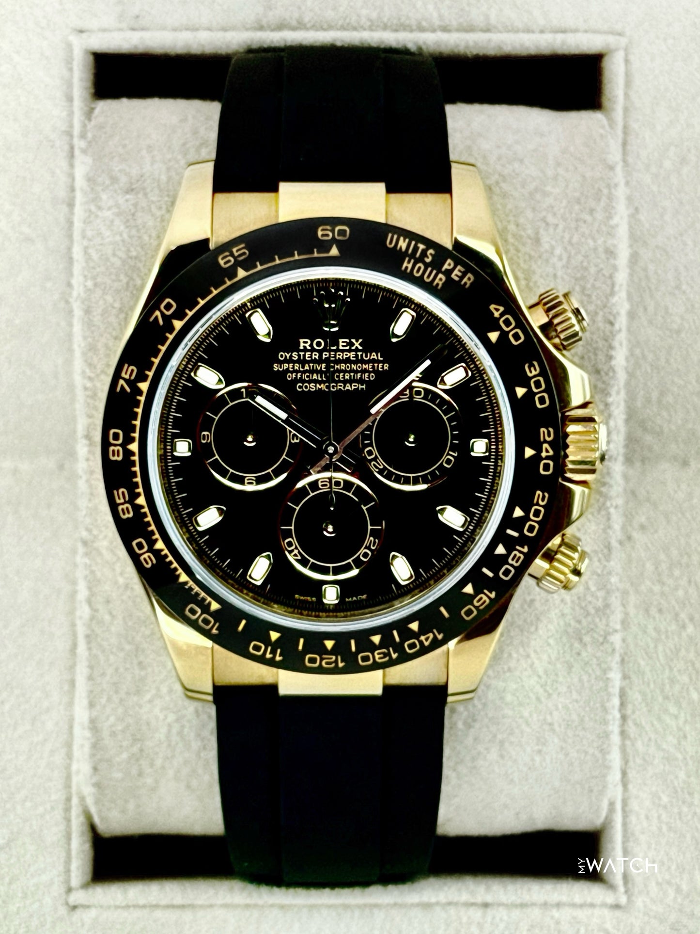 2025 CPO Rolex Daytona 40mm 116518LN Yellow Gold Oysterflex Black Dial (CPO) - MyWatchLLC