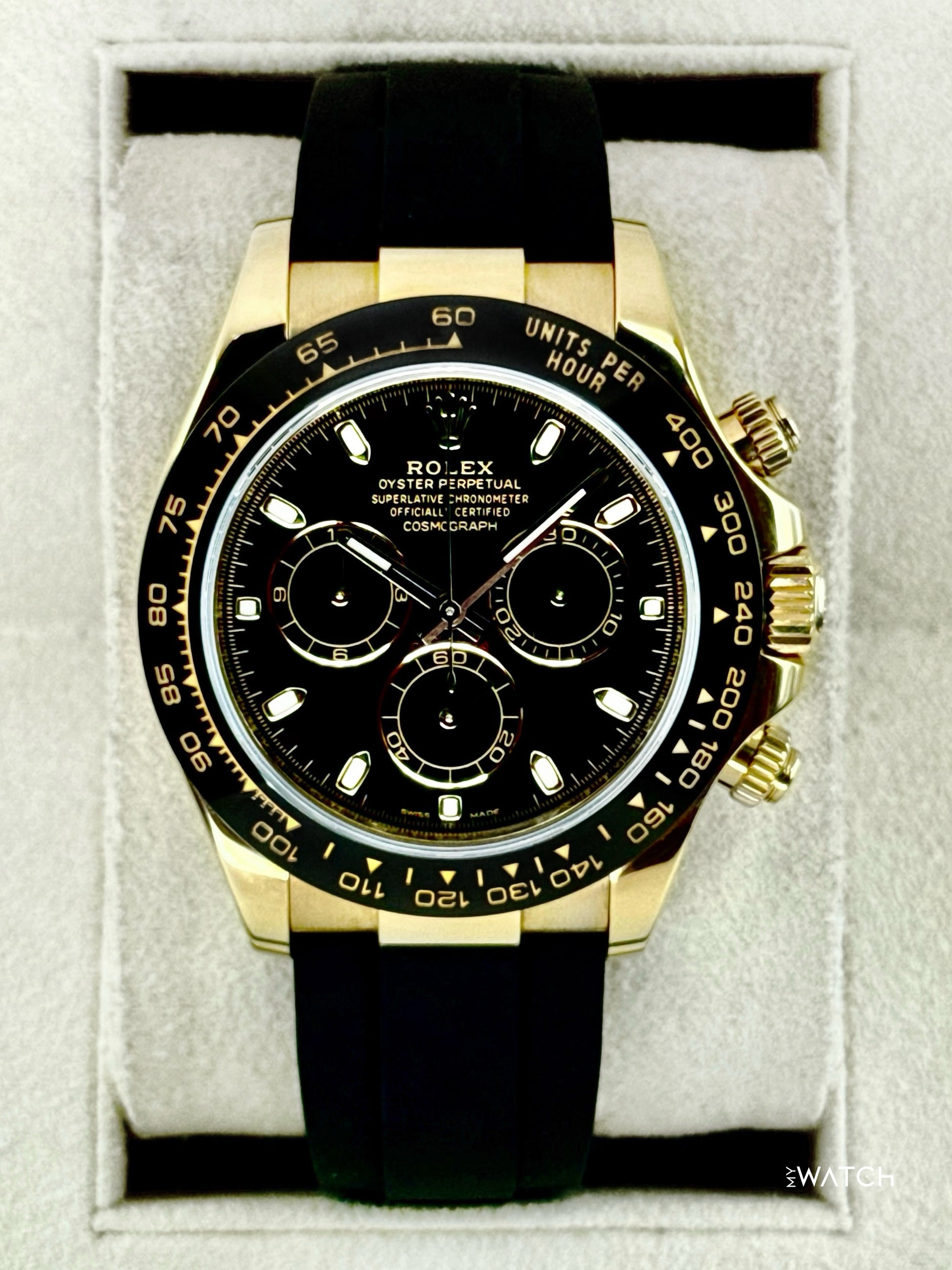 2025 CPO Rolex Daytona 40mm 116518LN Yellow Gold Oysterflex Black Dial (CPO) - MyWatchLLC