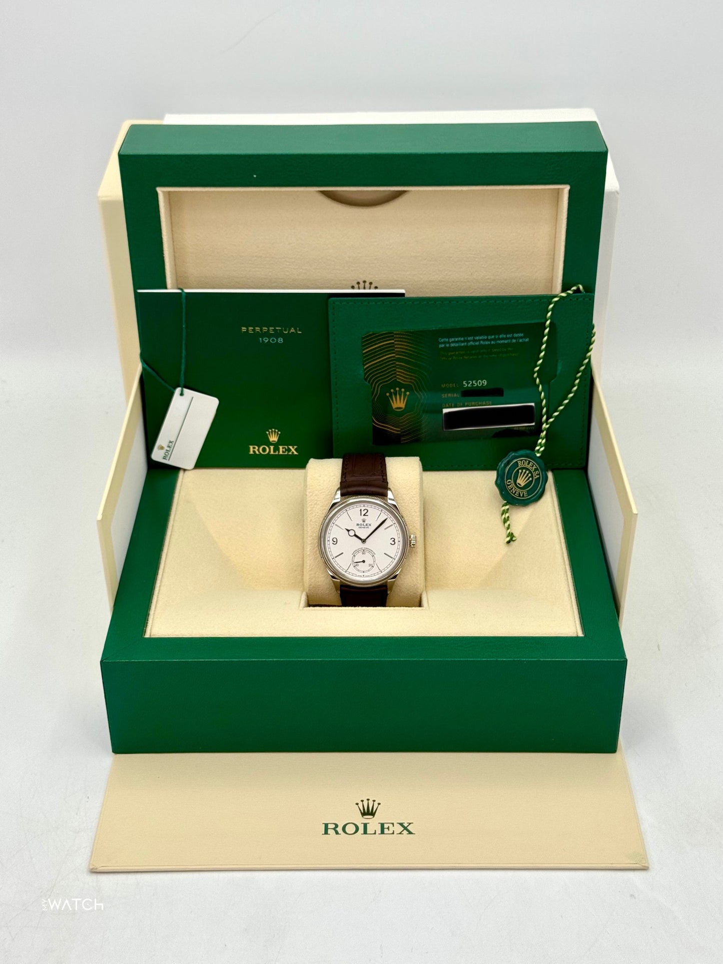 NEW 2024 Rolex Perpetual 1908 39mm 52509 18kt White Gold White Dial