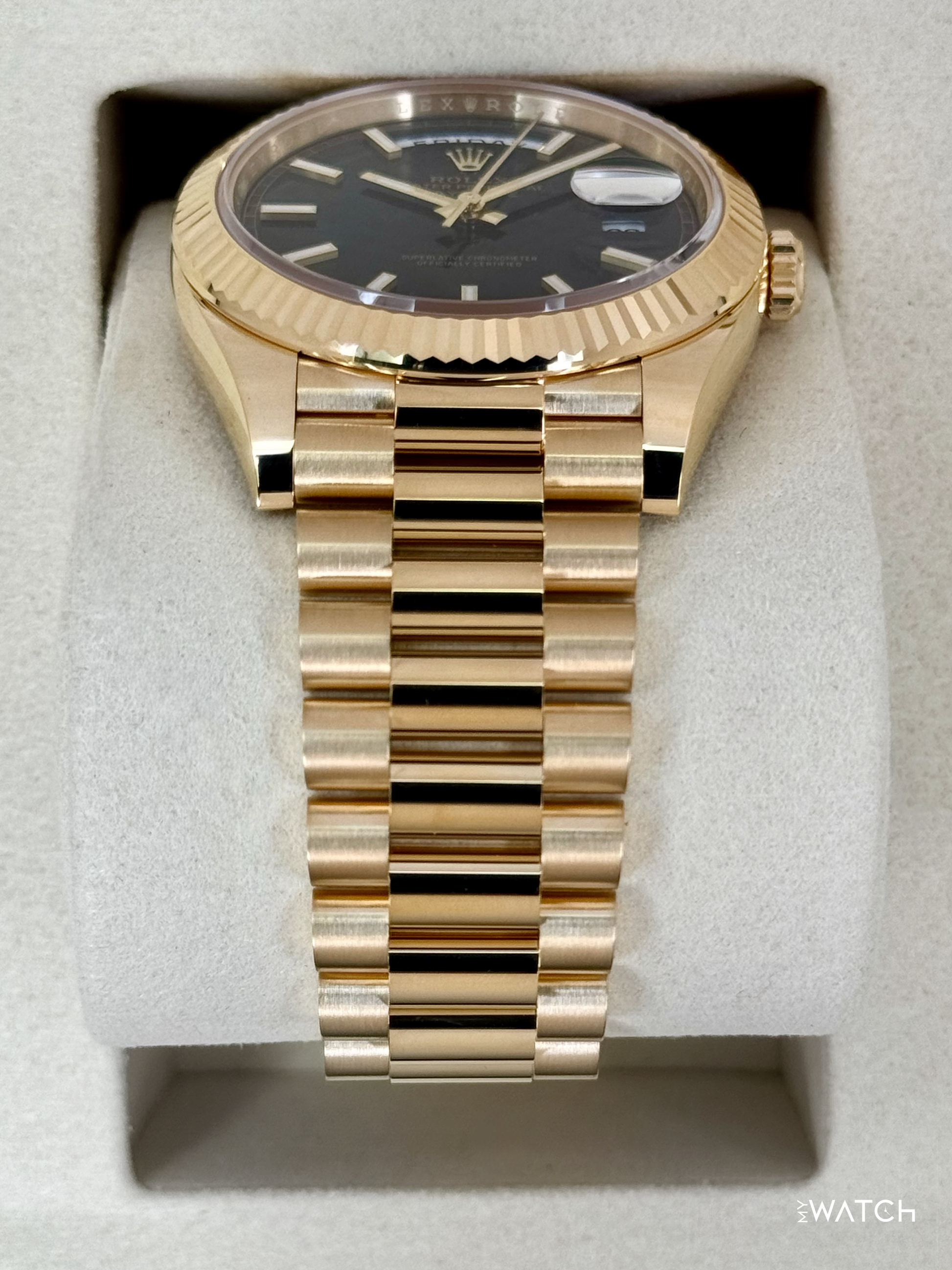 NEW 2026 Rolex Day-Date 40mm 228238 Yellow Gold Black Dial - MyWatchLLC