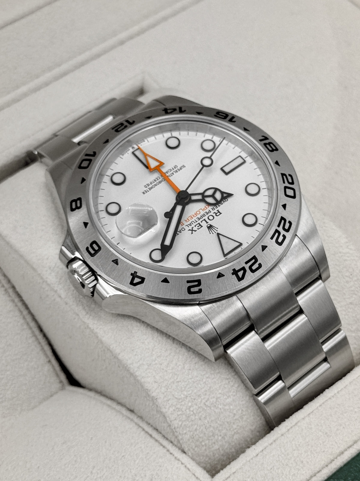 2024 Rolex Explorer II 42mm 226570 Stainless Steel Polar White Dial
