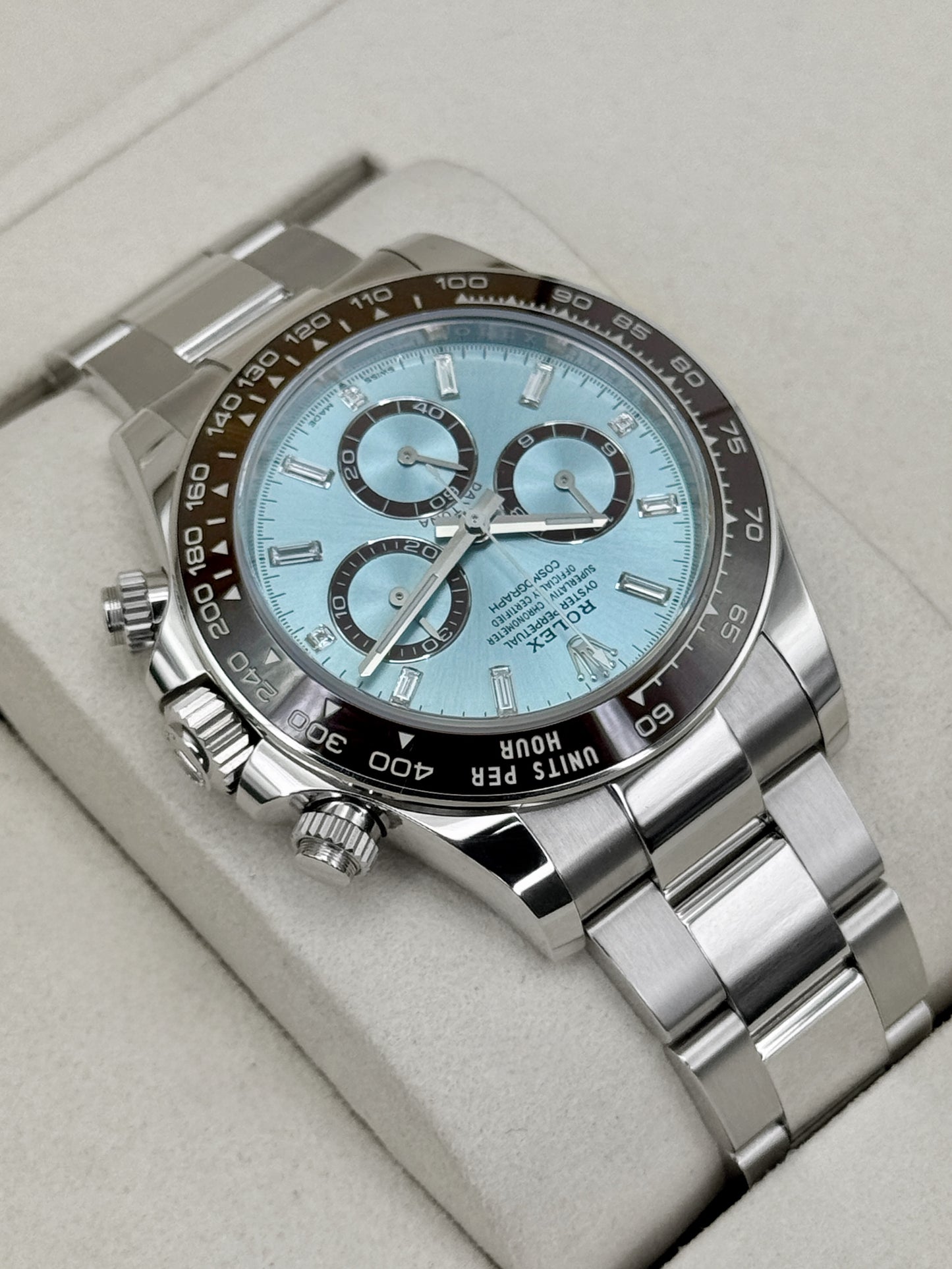 NEW 2025 Rolex Daytona 40mm 126506 Platinum Ice-Blue Diamond Baguette Dial